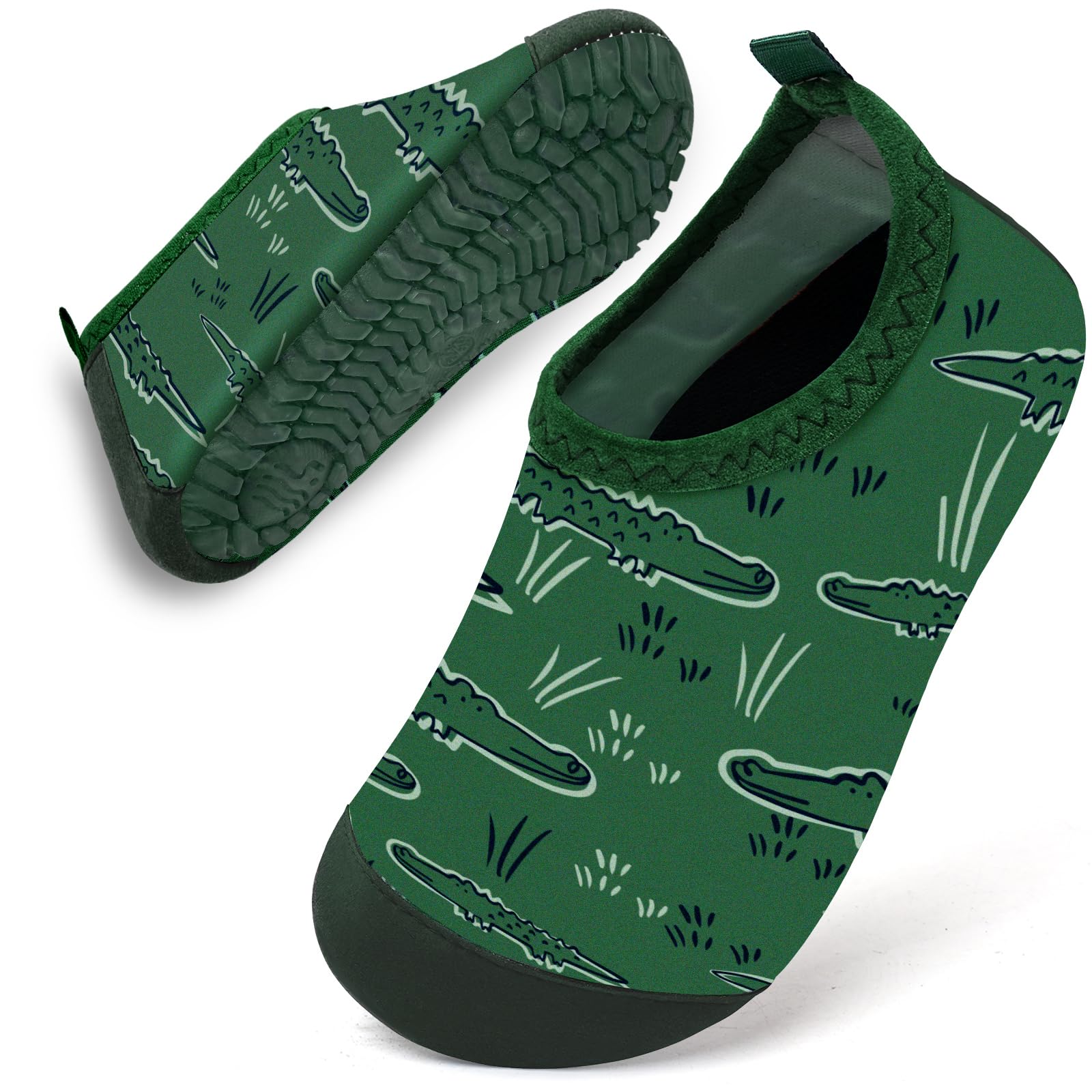 WateLves Badeschuhe Baby Kinder Wasserschuhe Jungen Schwimmschuhe Strandschuhe Badesoken Kleinkind Aquaschuhe Barfuss Schuhe(Grünes Krokodil,18/19)