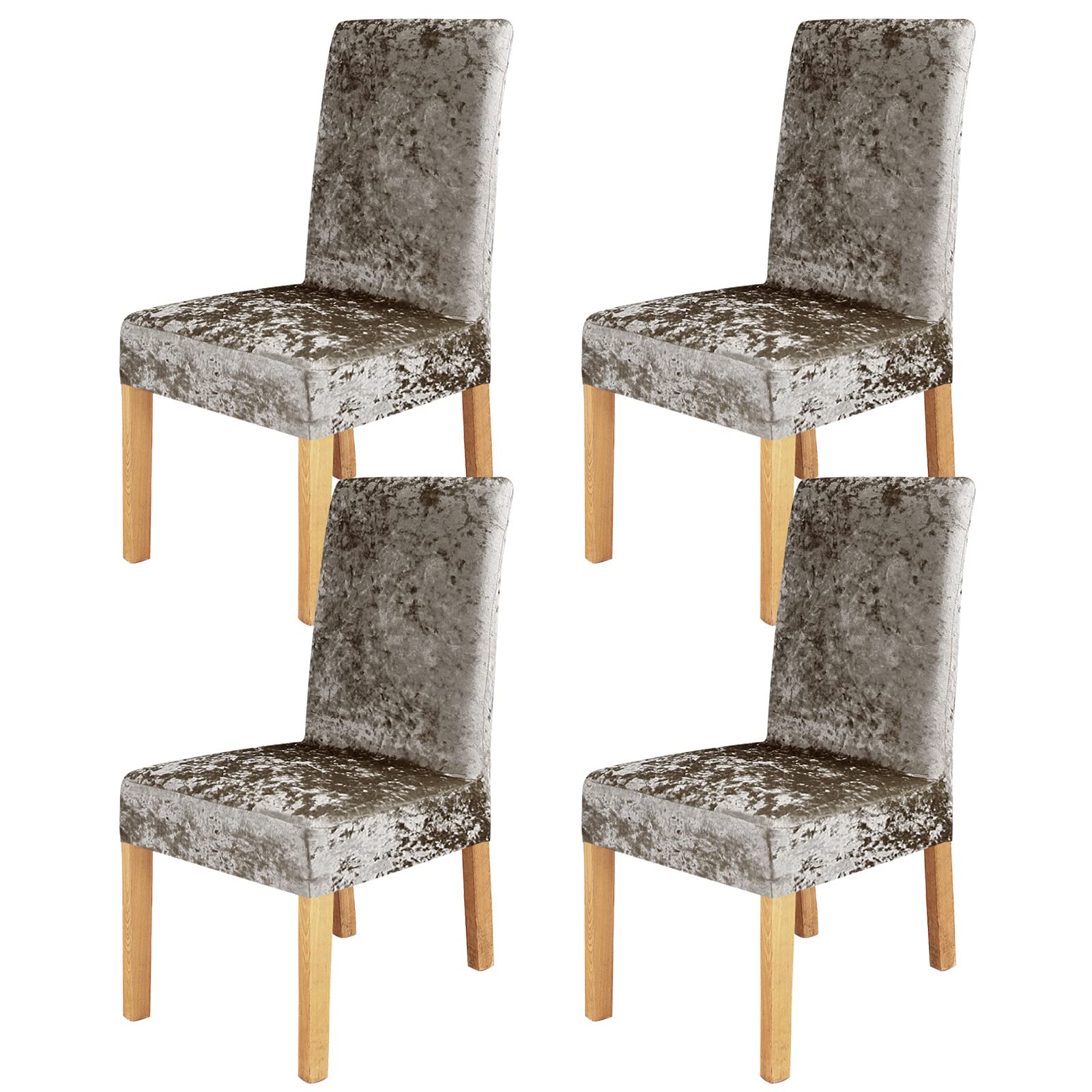 Dining Chair Cover Stretch Kitchen Chair Slipcover Elastic Spandex Removable Washable Chair Furniture Protector Seat Cover for Dining Room Banquet Ceremony Hotel Party (4 Pcs, Crushed Velvet Khaki)
