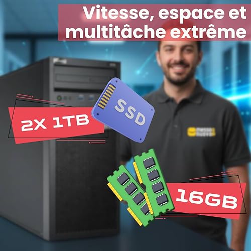 Lenovo ThinkSystem ST50 Serveur - Intel Xeon E-2224G CPU, 16 Go ECC RAM, SSD 2 × 1 to, Win Server 2025 Standard (Reconditionné) - 3