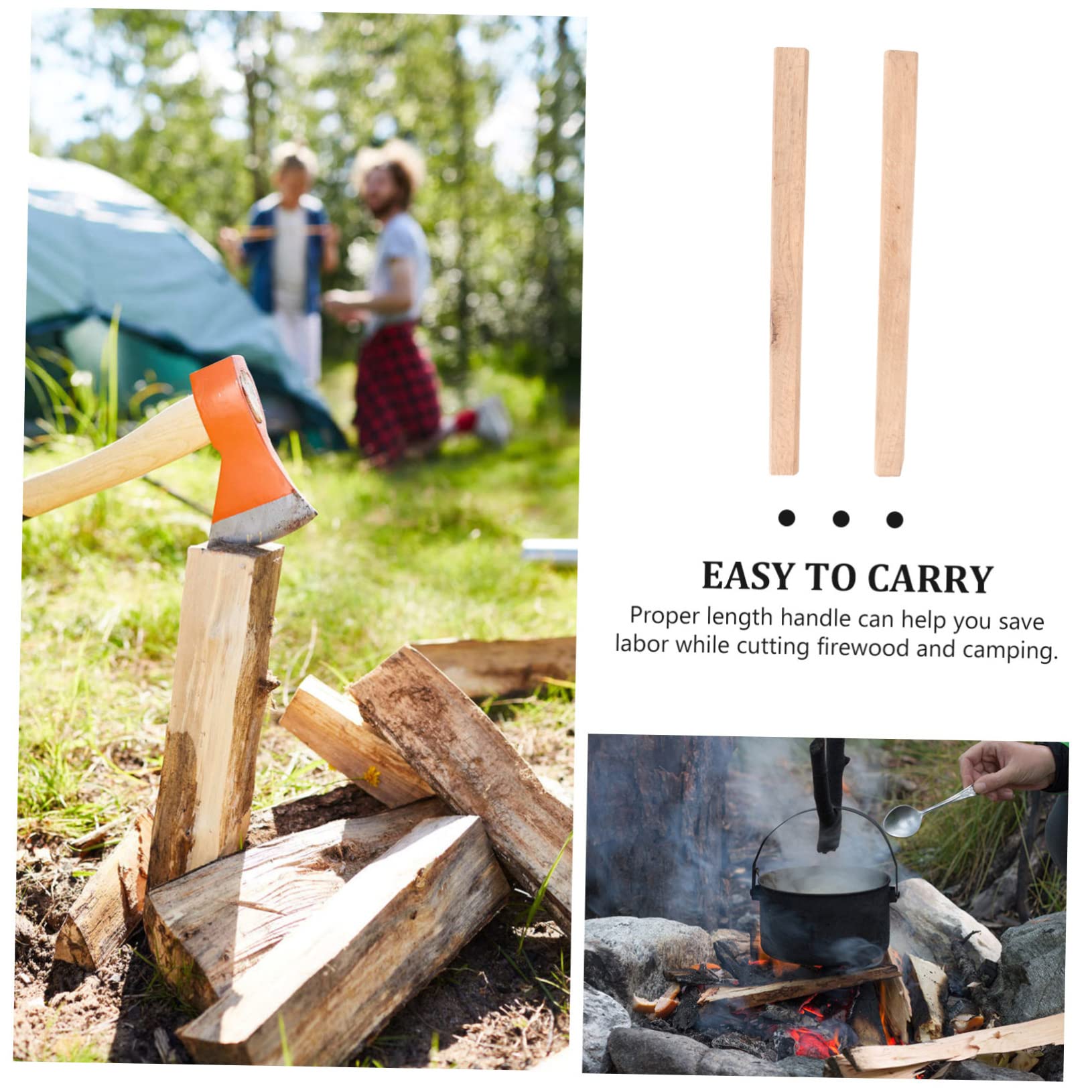 Gadpiparty 2Pcs Replacement Handle for Chopping Flat Hatchet Handle Comfortable Grip Durable and Skid Easy to Install for Camping and Outdoor Use