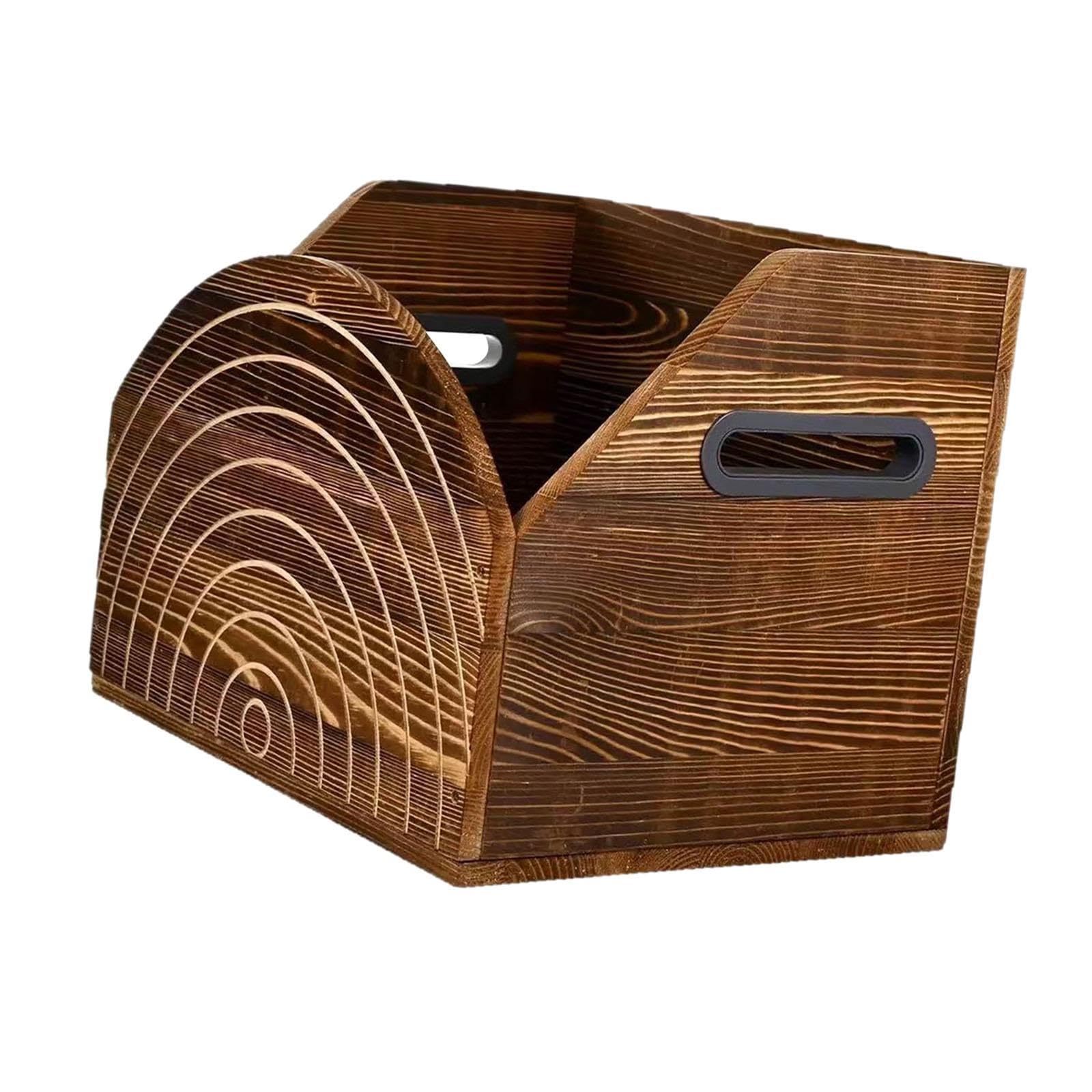 Porta Dischi in Vinile, Cubo Porta Album in Legno, Multiuso, Da Tavolo