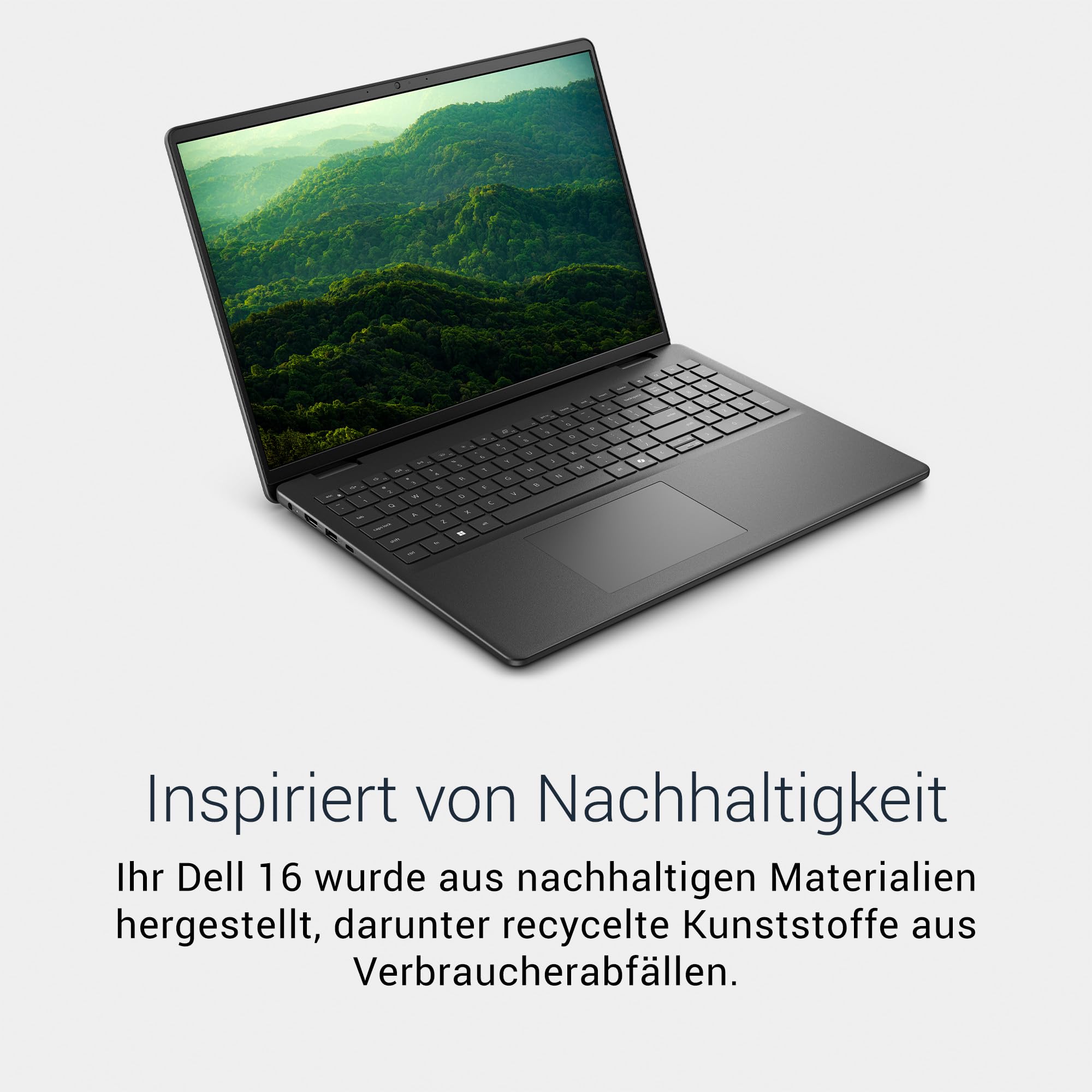 Dell 16 Laptop DC16255, 16 Zoll 2K WVA entspiegelt 16:10, AMD Ryzen 7 250, 16GB DDR5, 1TB SSD, AMD Radeon, Windows 11 Home, QWERTZ beleuchtet, Carbon Black (Netzteil separat erhältlich)