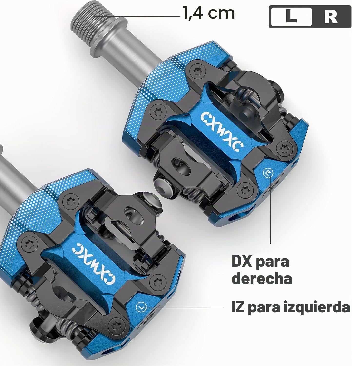 CXWXC Pedales de Bicicleta, con 3 rodamientos sellados, Pedal Plano y de Clic, Pedales Ligeros de Aluminio MTB de 9/16 Pulgadas con Tacos para MTB, Bicicleta de Carretera