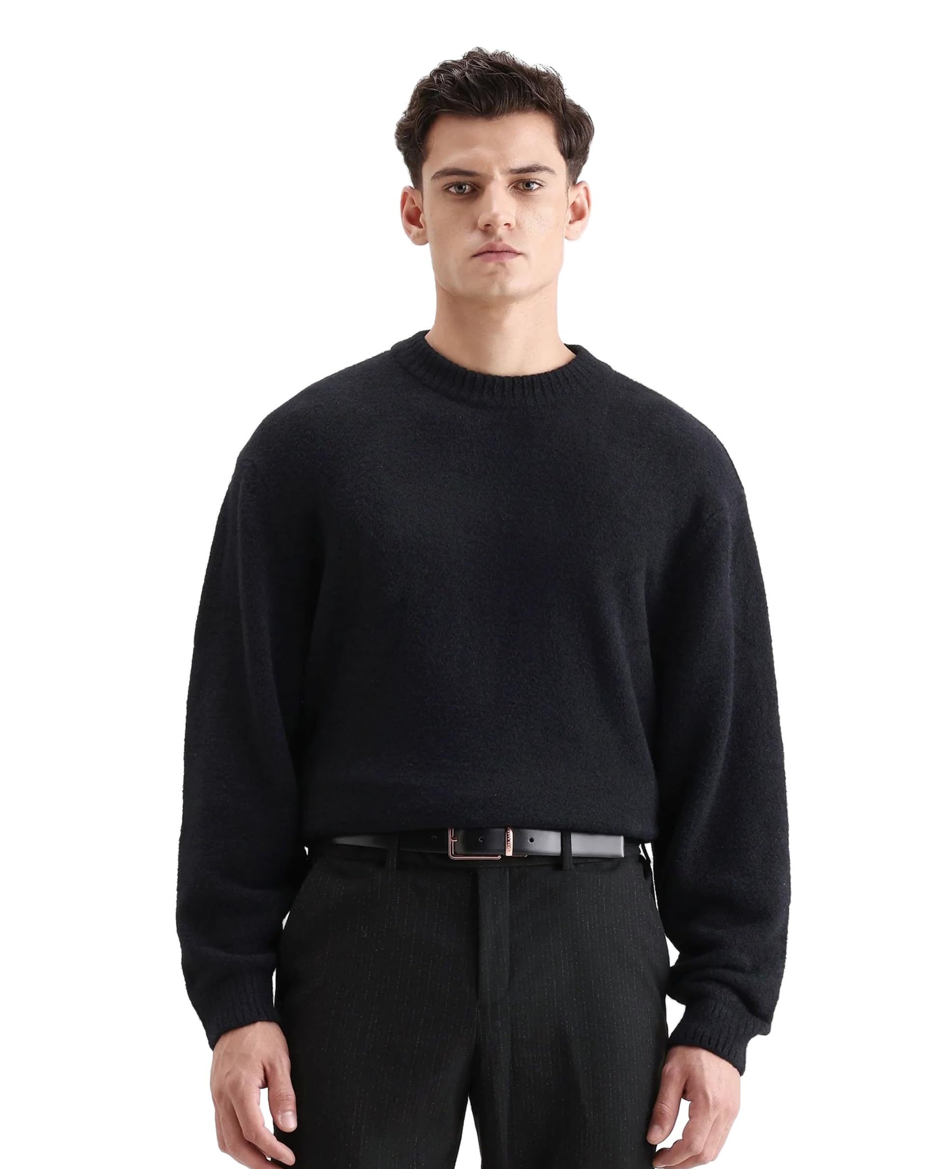 rare rabbit Men's Zeo-1 Regular Solid Nylon Crew Neck Long Sleeve Sweater-picture-31