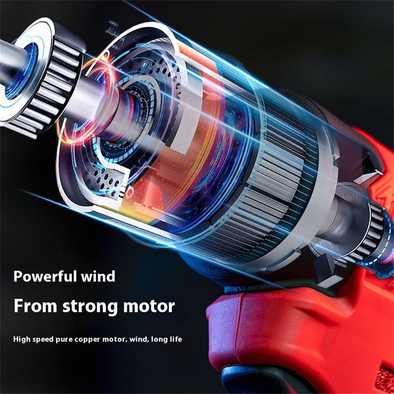Potente soplador de Pelo con Motor sin escobillas 140 000 RPM, Ventilador conducto Alta Velocidad, Polvo for Exteriores,Alta Velocidad