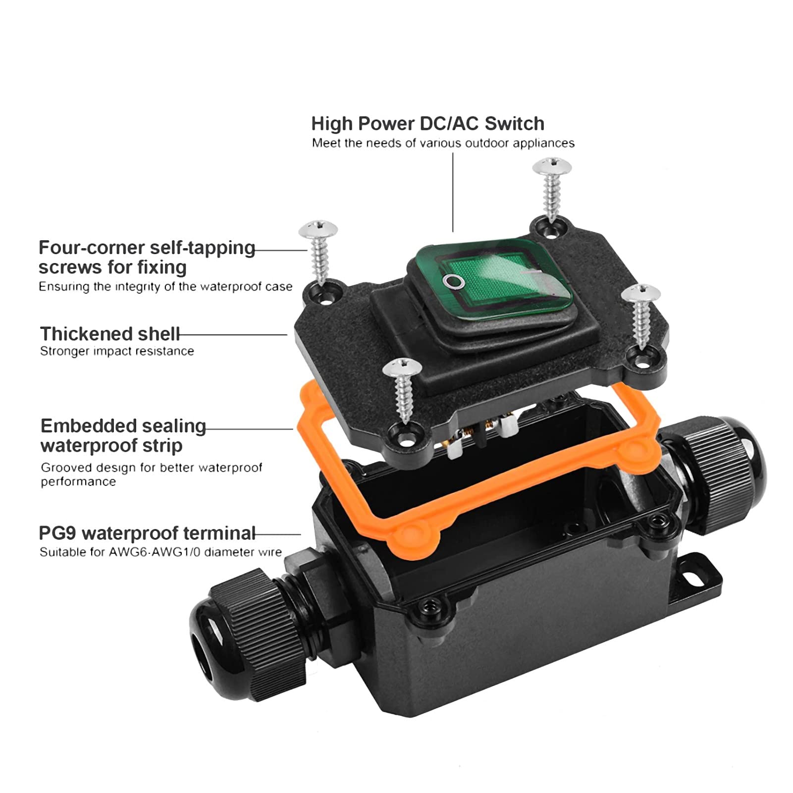 Interruttore Impermeabile IP68 - 16A 250V, Con Cacciavite E Spellafili Inclusi - Foto 5