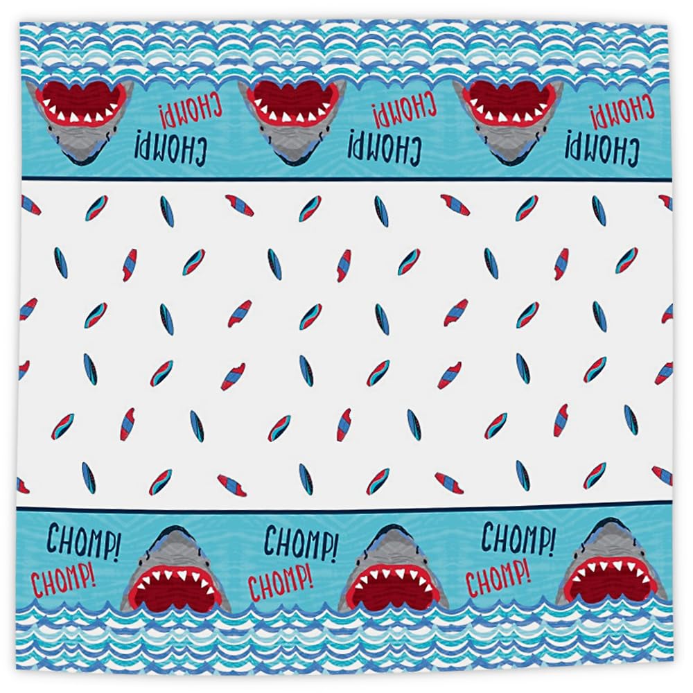 Unique Party 72533 - Shark Party Plastic Tablecloth, 7ft x 4.5ft