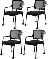 Vista 16 de Sillones ergonómicos de malla con asiento grueso de tela tapizada, silla de invitados con base transpirable y soporte lumbar para escuela, iglesia