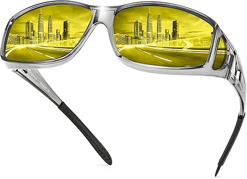 Night Vision Driving Glasses for Women Men, Wrap Around Night Vision Polarized Glasses for Driving