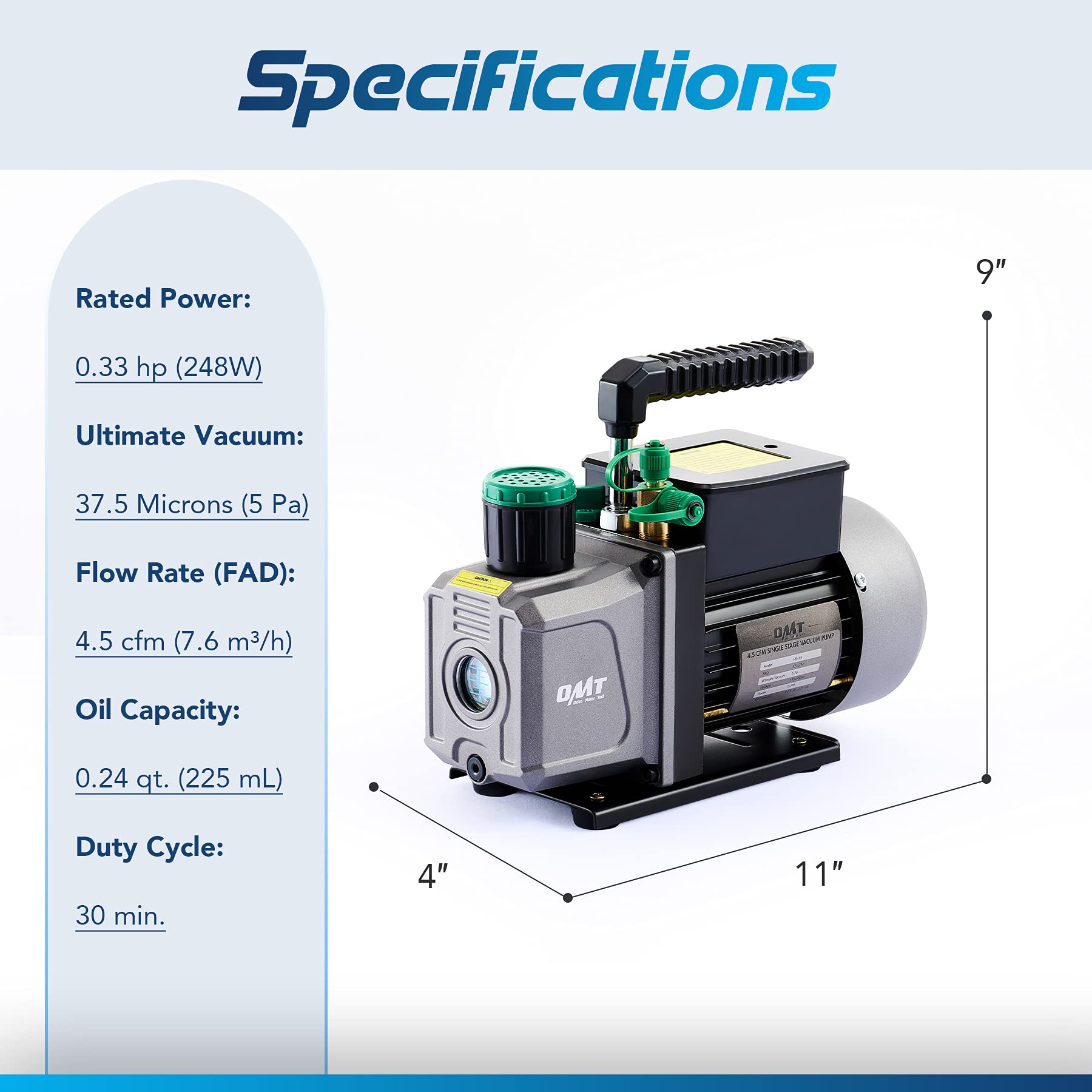 Buy Orion Motor Tech 4.5cfm Vacuum Pump, 1 Stage HVAC Vacuum Pump for