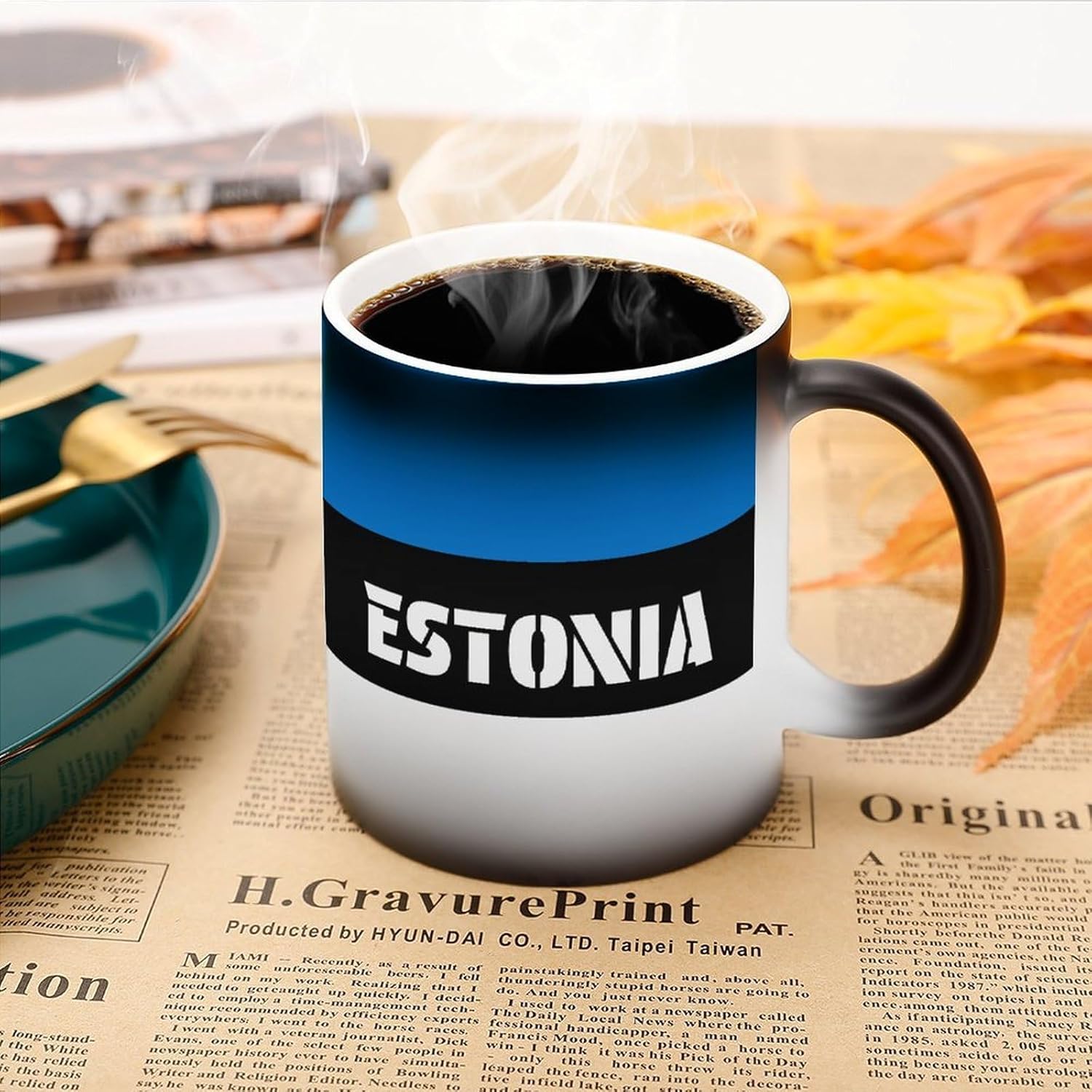 Flag of Estonia Estonian Color Changing Mug Heated Ceramic Cup Heat Sensitive Coffee Mug Fun Gift