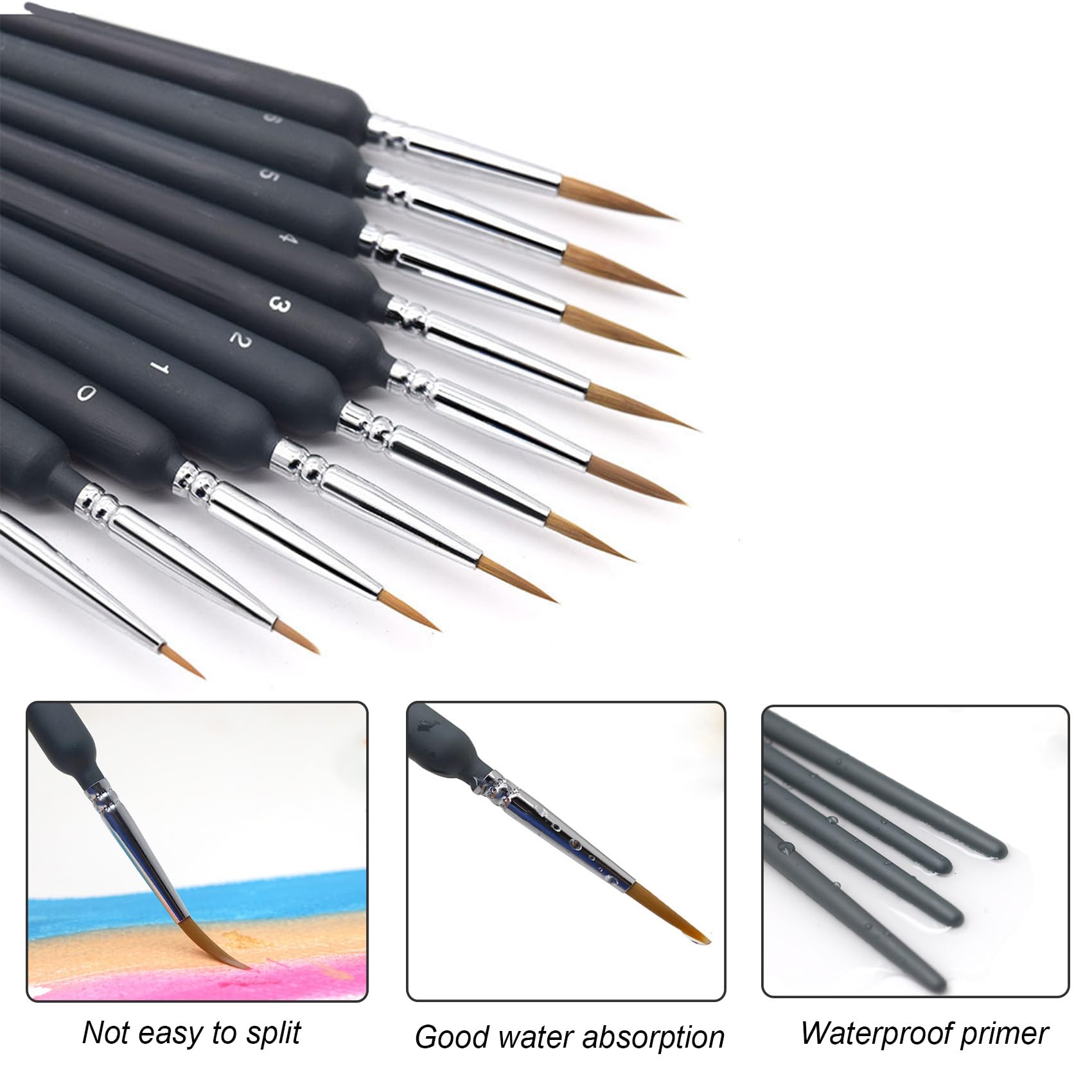ZKGYUS Set di Pennelli per Dipingere, 10 Pezzi Pennelli Acquerello, Pennello da Disegno Modellismo Miniature Artista per Pittura Ad Olio, Miniatura, Modello, Chiodo, Acquerellare Piccoli Dettagli Fini