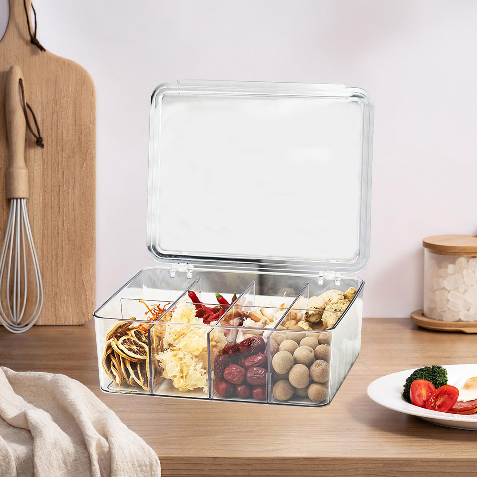 Unterteilte Snackbehälter mit Fächern 8-fach PET mit Deckel, Klar