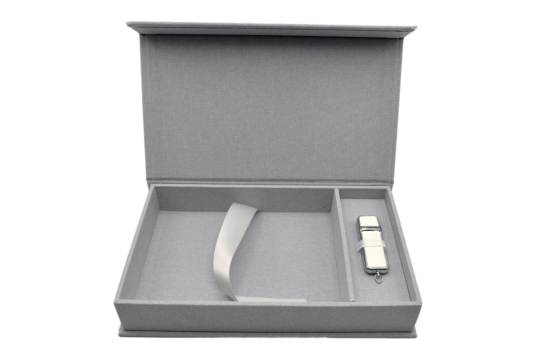 Contenitore USB per matrimonio, con scatola fotografica, 13 x 18 cm, tessuto di lino (HGray)