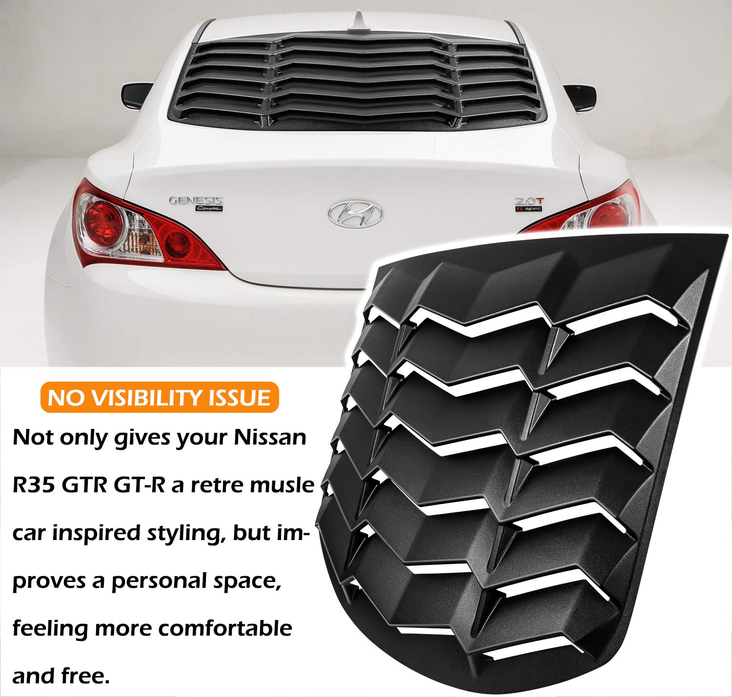 Wing Spoiler & Rear Window Louvers for Hyundai Genesis Coupe 20102016