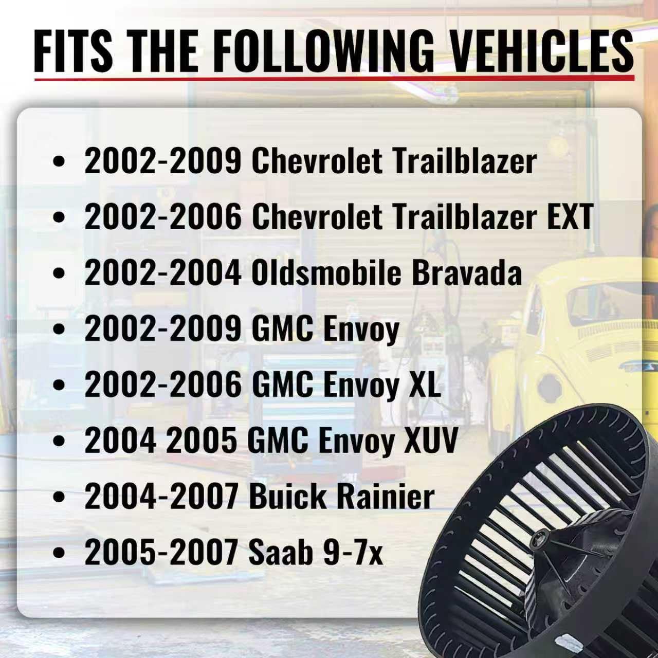 Motor de ventilador de calentador HVAC compatible con Chevrolet Trailblazer/GMC Envoy 2002-2009, Buick Rainier 2004-2007, Oldsmobile Bravada 2002-2004, Saab 9-7x 2005-2009 reemplaza #89018747