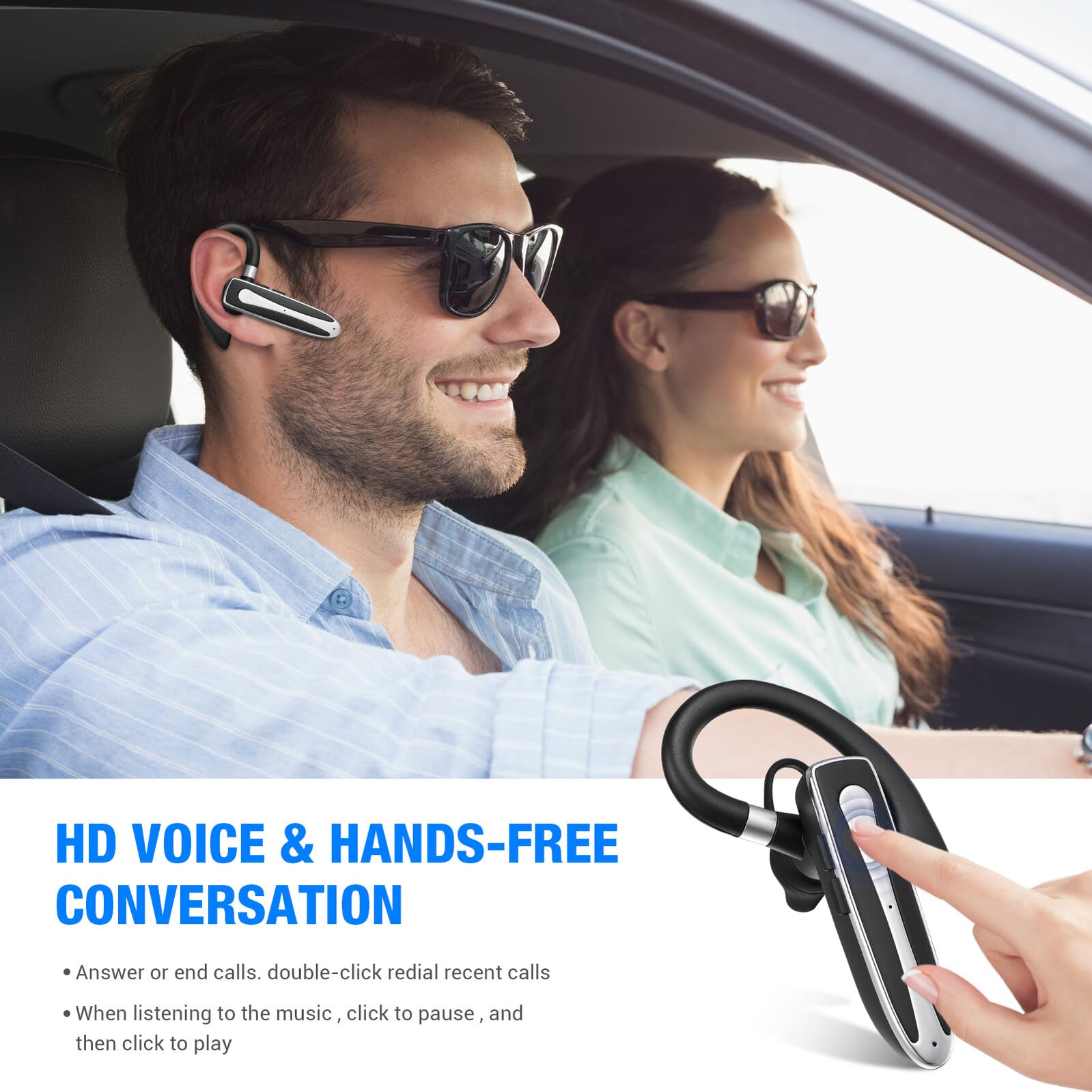 Auricolare Wireless Monoauricolare con Gancio Auricolare, Cuffie Portatili Compatte con Custodia di Ricarica, Tecnologia senza Fili 5.1, Auricolari Sportivi per Chiamate a Mani