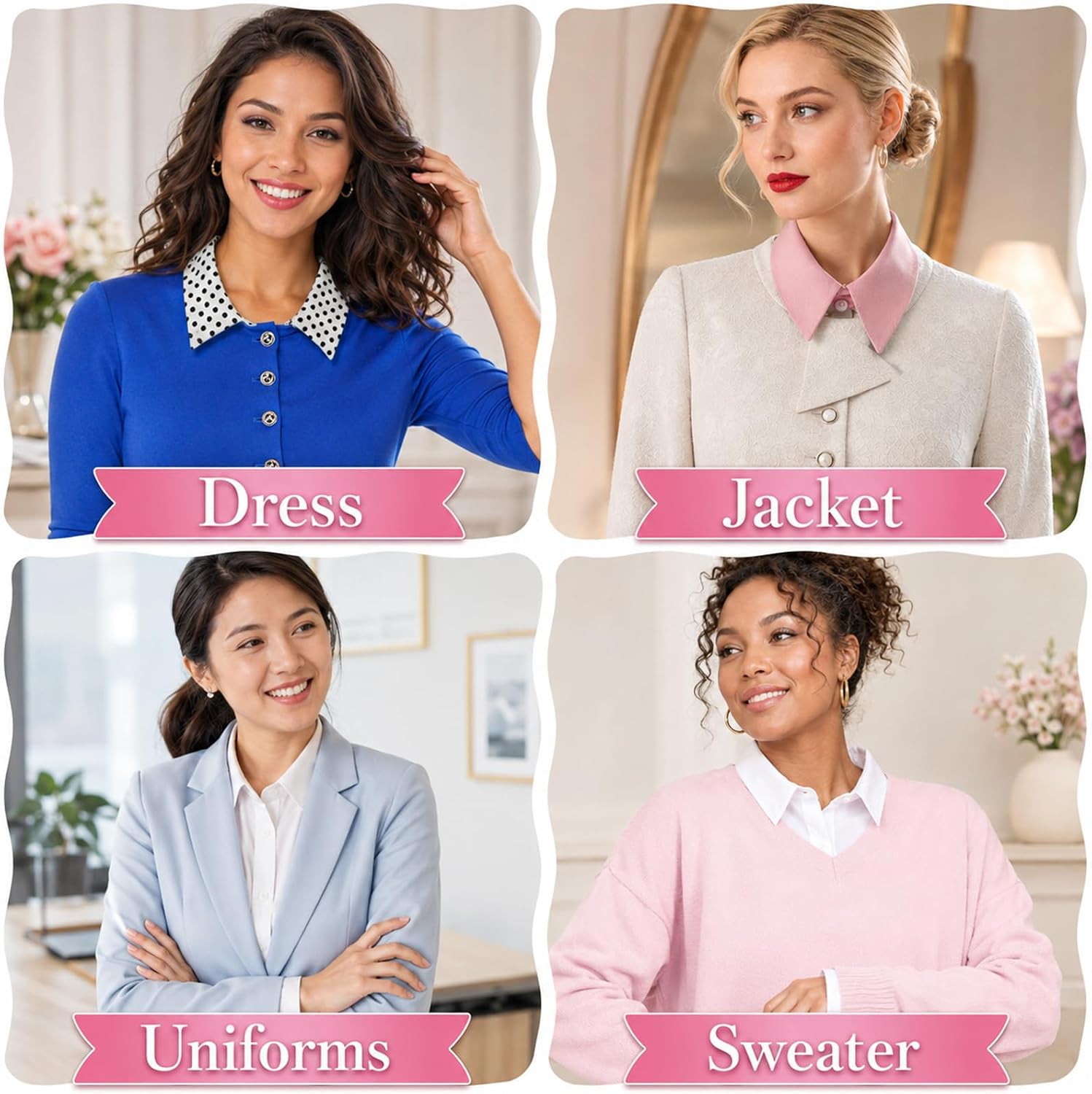 6 Pcs Fake Collar Detachable for Women Multicolor