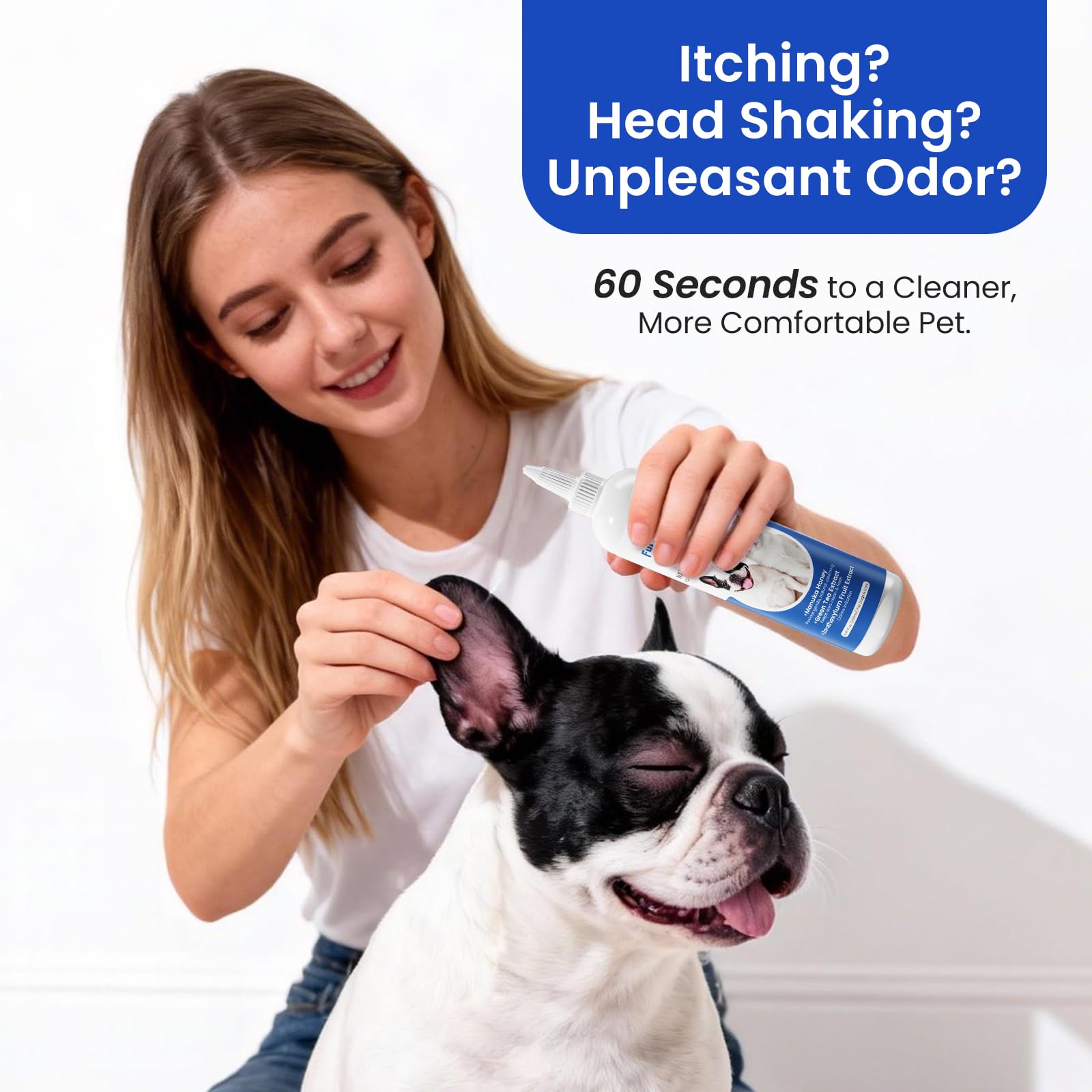 Itch Relief Ear Cleaner for Dogs & Cats Natural Gentle Formula with Manuka Honey & Green Tea - Triple Botanical Wash for Infection & Yeast Prevention, PH Balanced No-Sting 8.45 oz - image 6