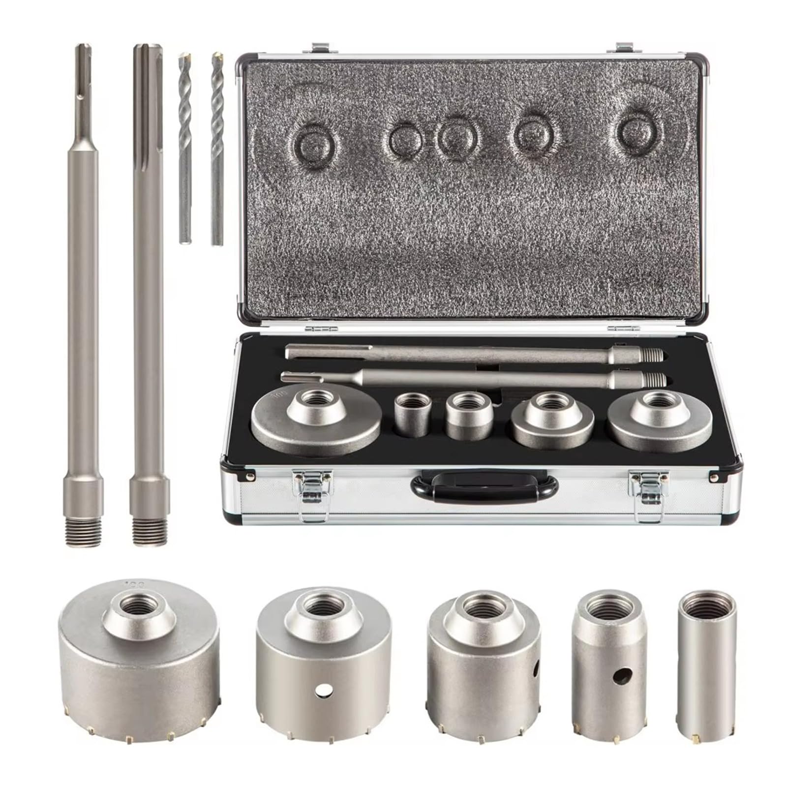 Kit De Sierra Perforadora para Hormigón 4 En 1, 8/9 Uds., 30-100/40-125mm, Broca para Cemento, Juego De Herramientas para Abridor De Agujeros para Pared