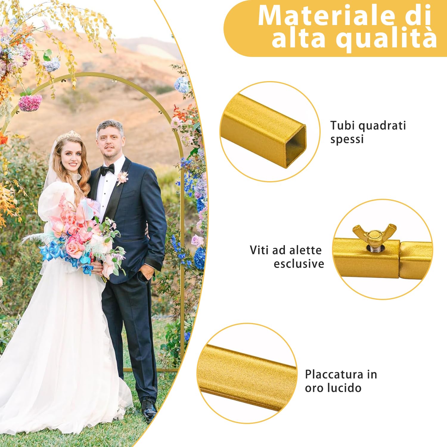Arco di Palloncini in Metallo per Arco Nuziale, Arco Nuziale, Matrimonio, Fidanzamento, Festa di Compleanno, Cerimonia, Festa, Baby Shower, Decorazione da Giardino 2.2 m