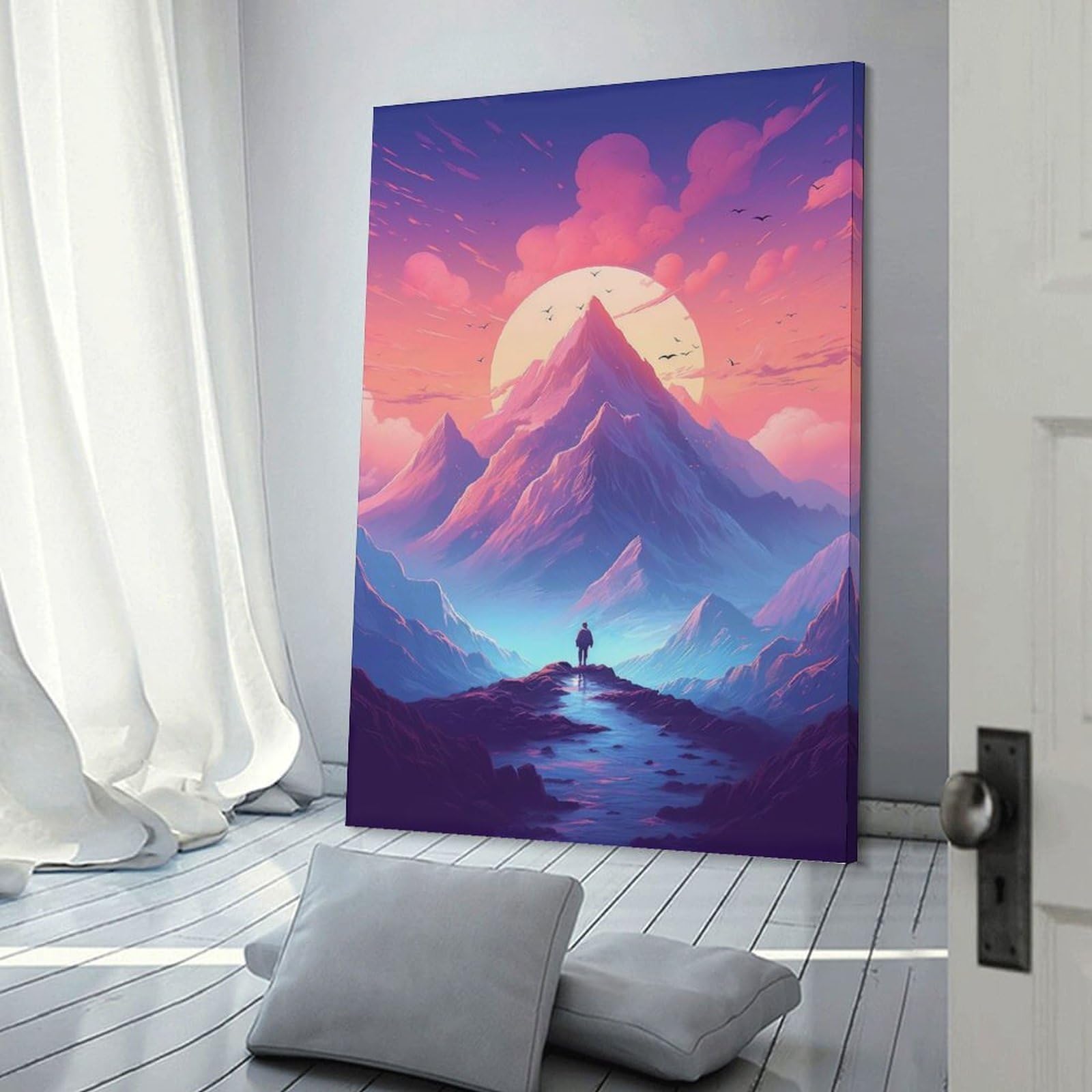 Junmoney Wall Picture Print Mount Everest Nepal, 24x36inch(60x90cm), for Lounge, Bedroom Or Personal Spaces, Canvas Artwork with Gifting Potential