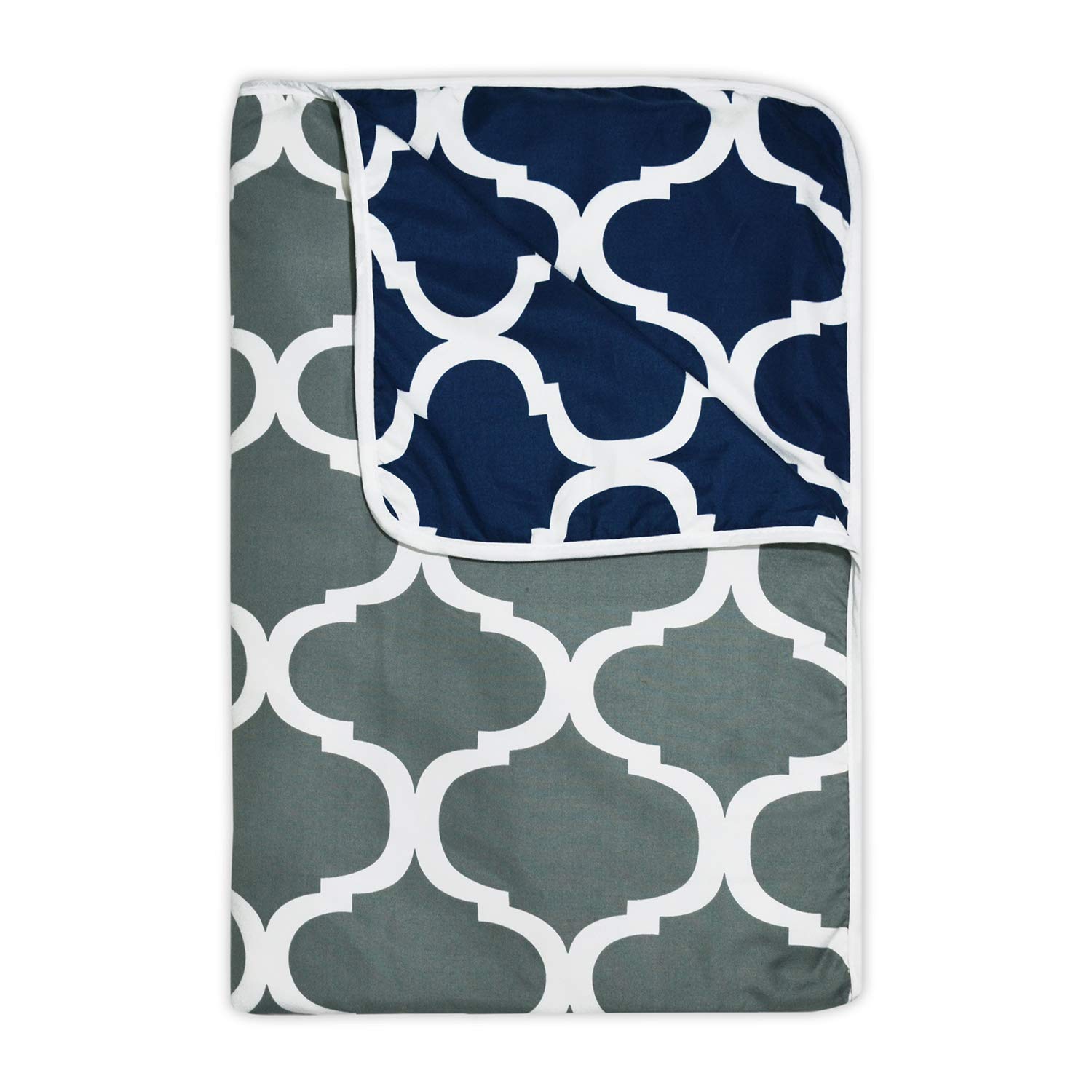 Divine Casa 120 GSM Cloudy Quilt Brushed Microfibre 3 Layer Breathable Single Dohar AC Blanket Lightweight Warm Rajai Throws for Bed (Blue and Grey, 140 x 210, CM)| TC - 120