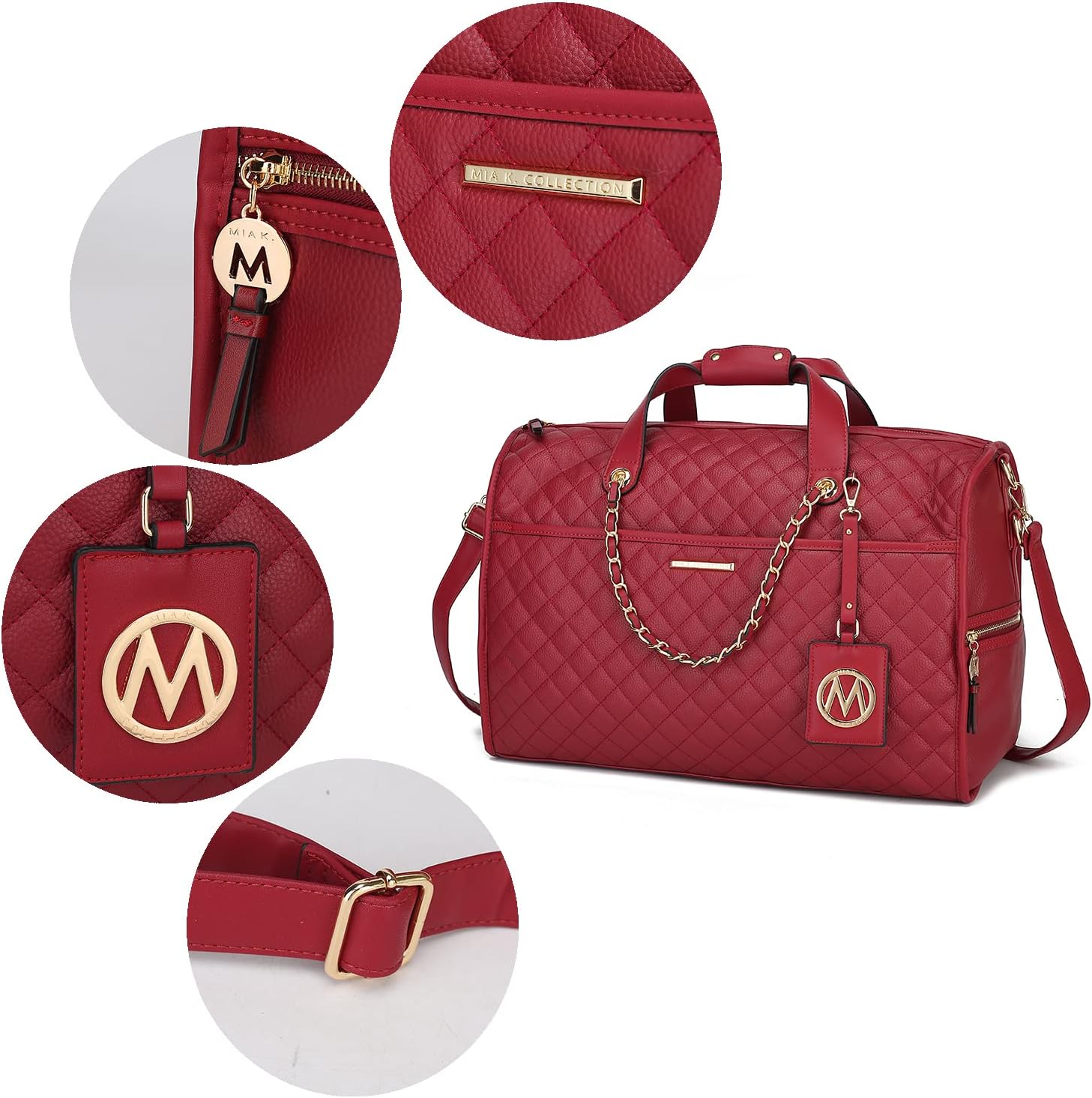 MKF Collection Duffle Bag for Women, Vegan Leather Large Cute Weekender, Carry on Luggage Travel Bag Purse By Mia K