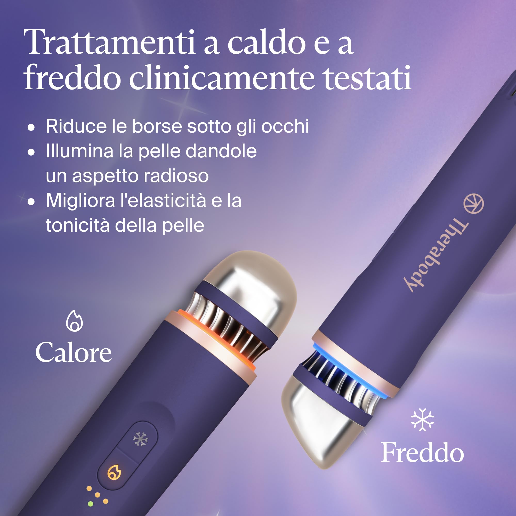 TheraFace Depuffing Wand di Therabody – Trattamenti viso a freddo e a caldo per ridurre il gonfiore e illuminare -Viola