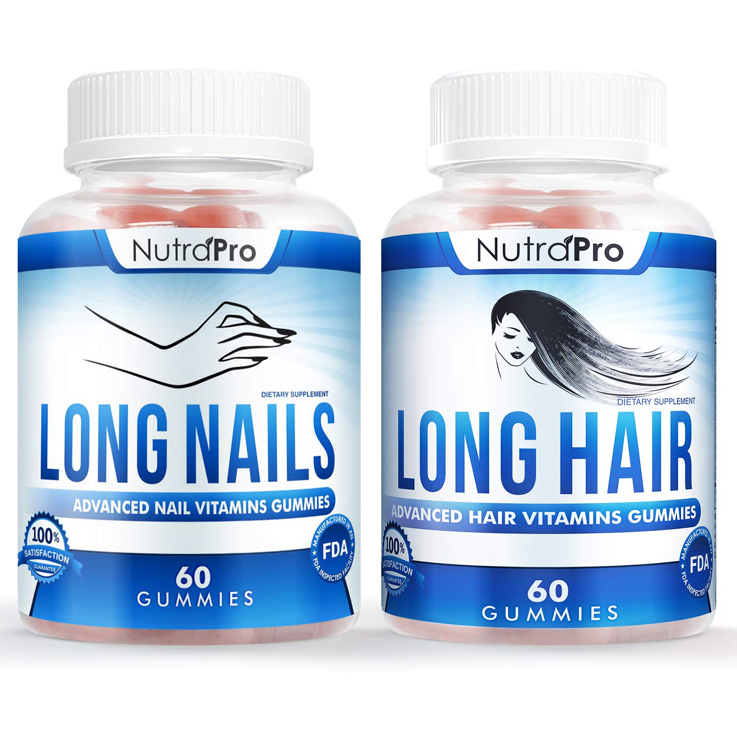 Long Hair Gummies – Fast Hair Growth of Weak, Thinning Hair+Nail Vitamins for Stronger Nails