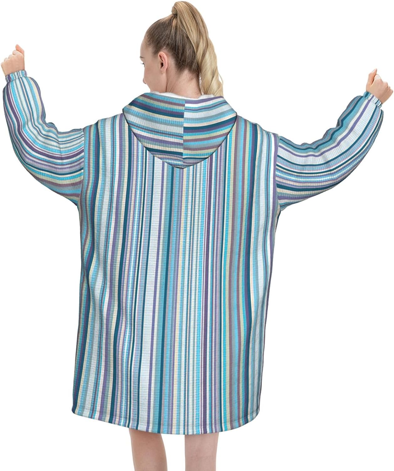 Vertical Stripesprint Oversized Hoodie Blanket, Super Soft Warm Comfortable Hoodie, Wearable Blanket Adult