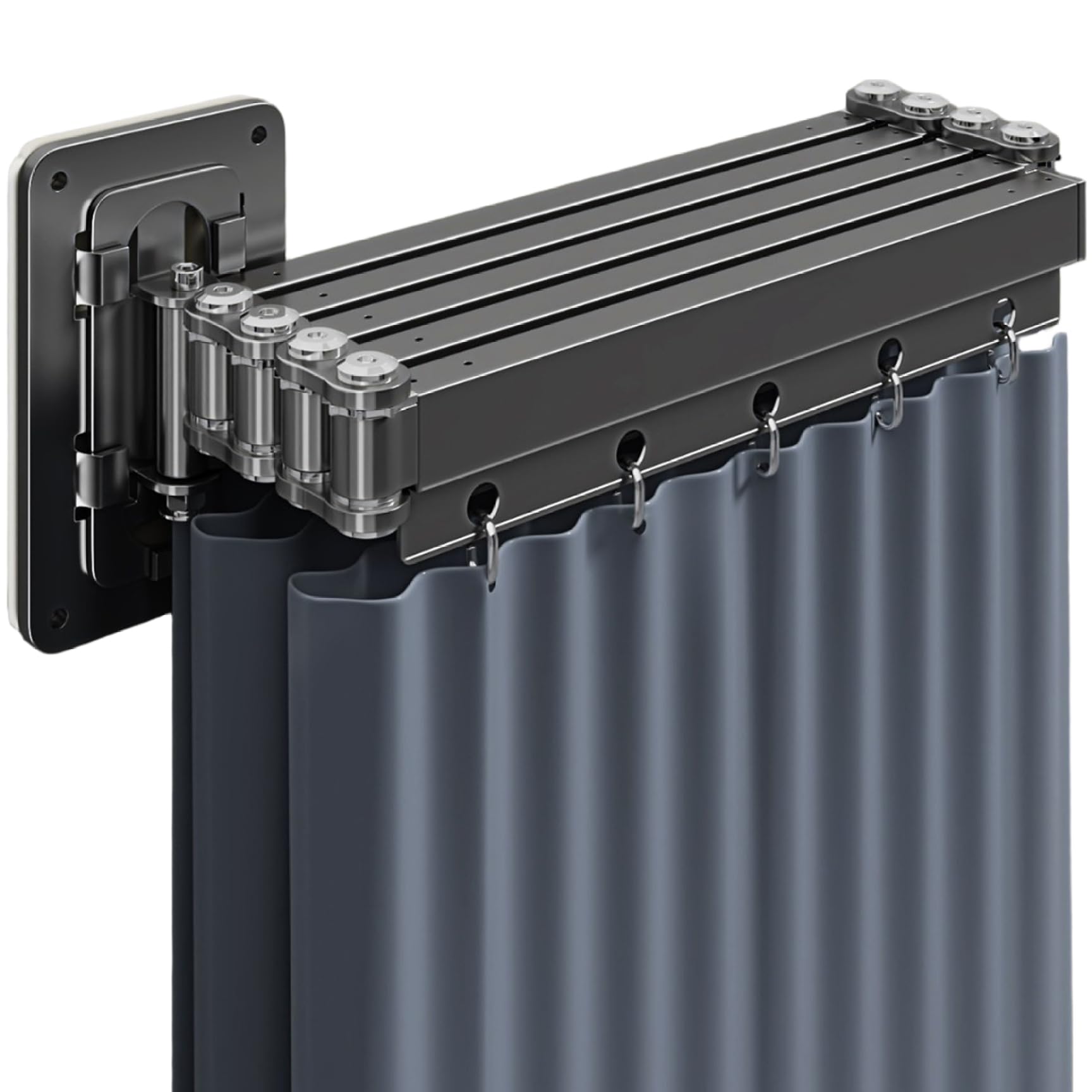 Rideau de douche rétractable à 4 volets avec rail en aluminium