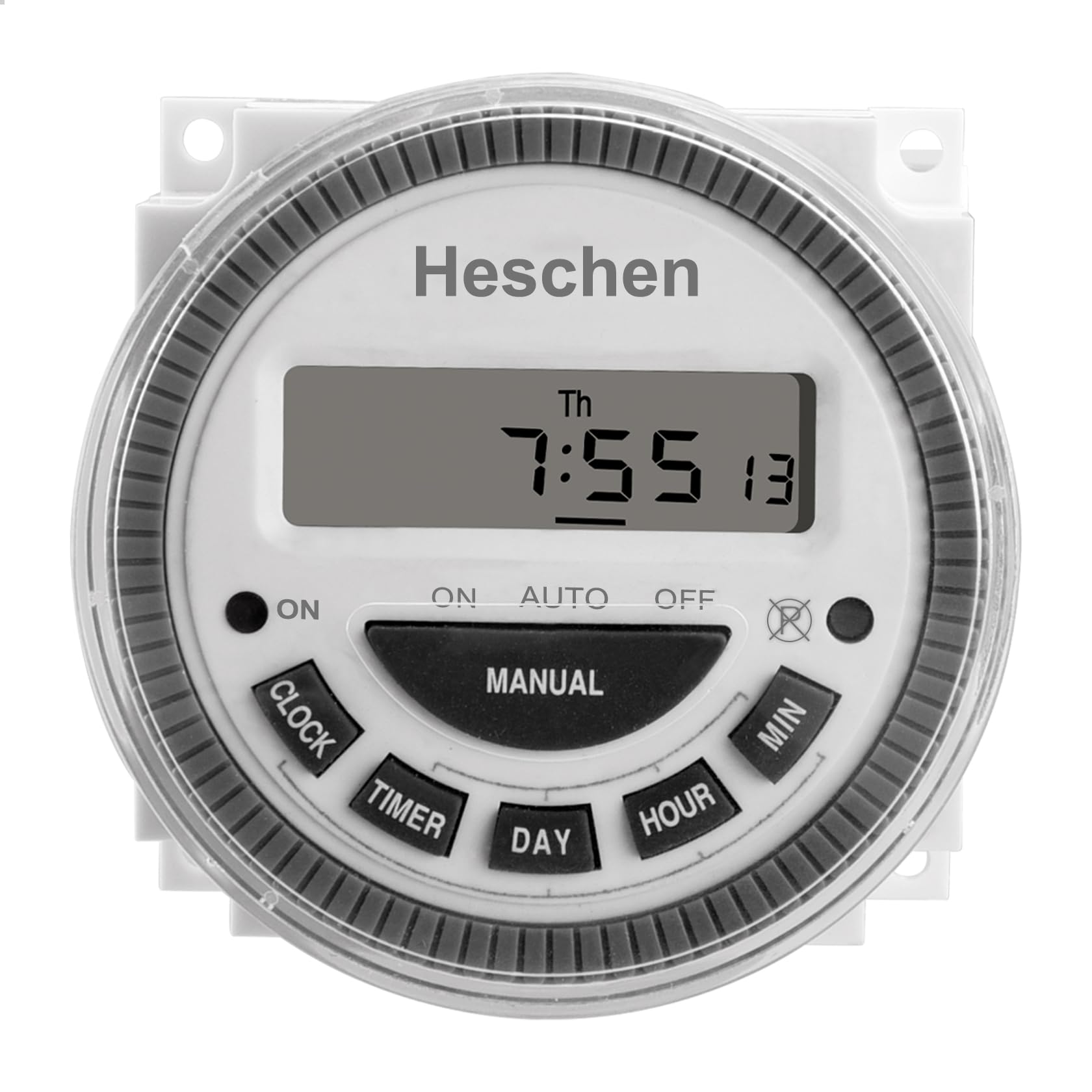 Heschen White Digital Lcd Power Weekly Programmable Timer Relay Switch, Cn304, 220-250Vac 16Amp, Spst, 5 Pin