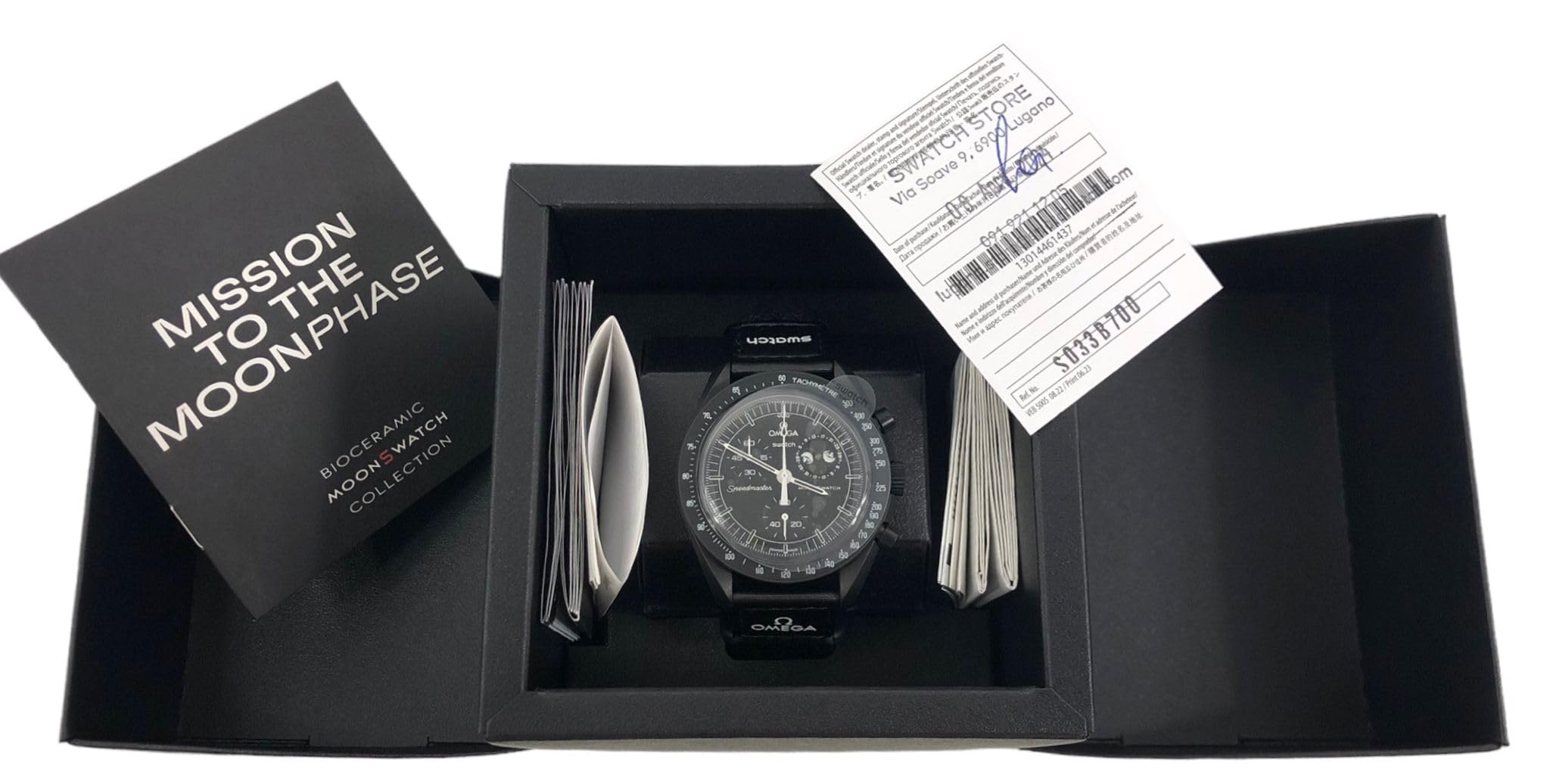 Swatch Orologio da Polso Moonswatch Omega x Mission to the Moonphase Snoopy Nero
