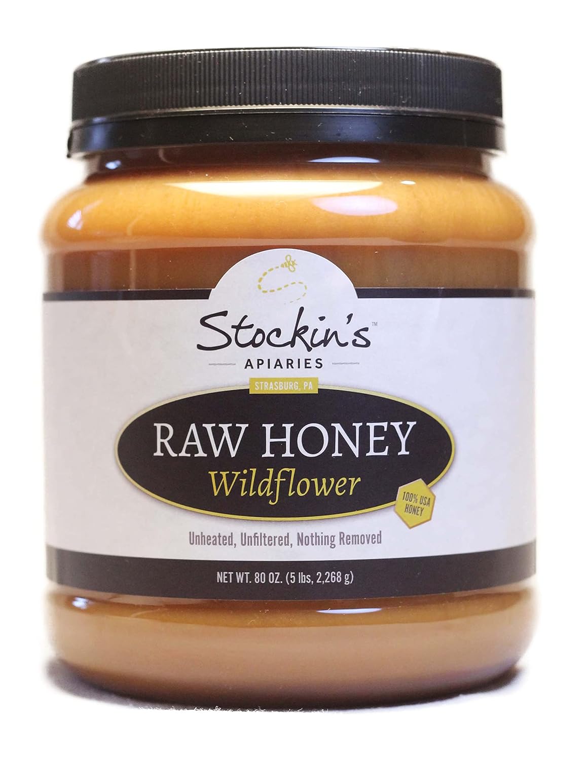 Stockin's Apiaries Raw Wildflower Honey, Unheated, Unfiltered, & Nutritious, 35.2 Oz.