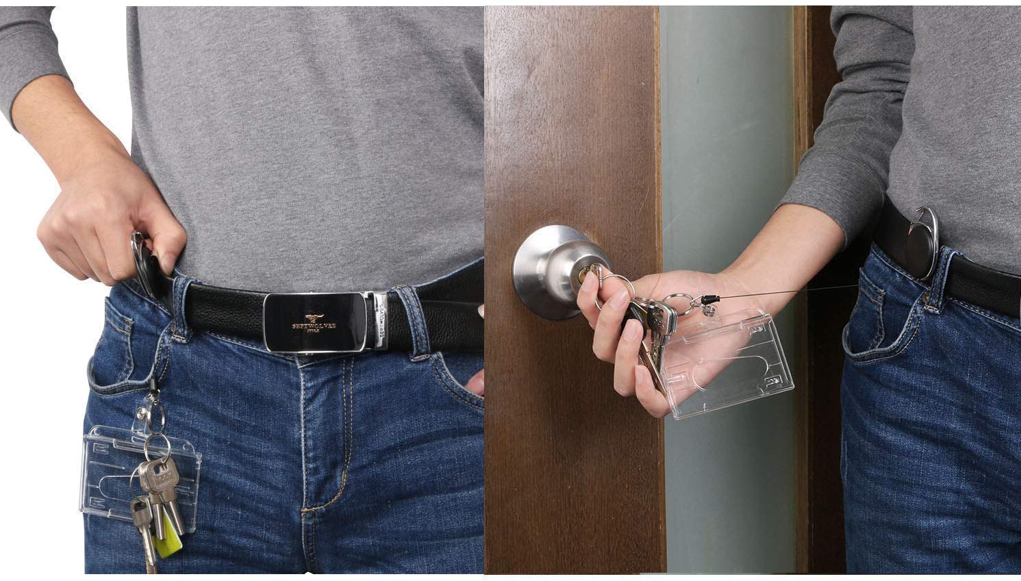 Vicloon Porta Badge Retrattile Bobina ID Portabiglietti con Portachiavi Estensibile Set da 3 pezzi per Ufficio