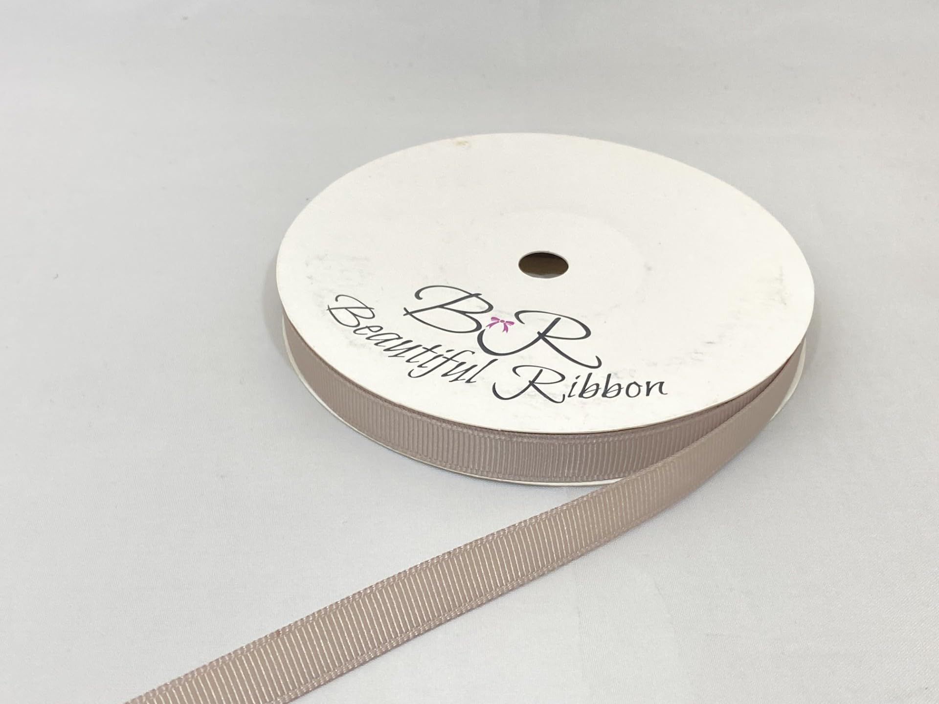1 Full Roll Reel of 10mm x 20 metres Grosgrain Ribbed Ribbon Taupe Double Sided 10 mm 3/8" 1cm