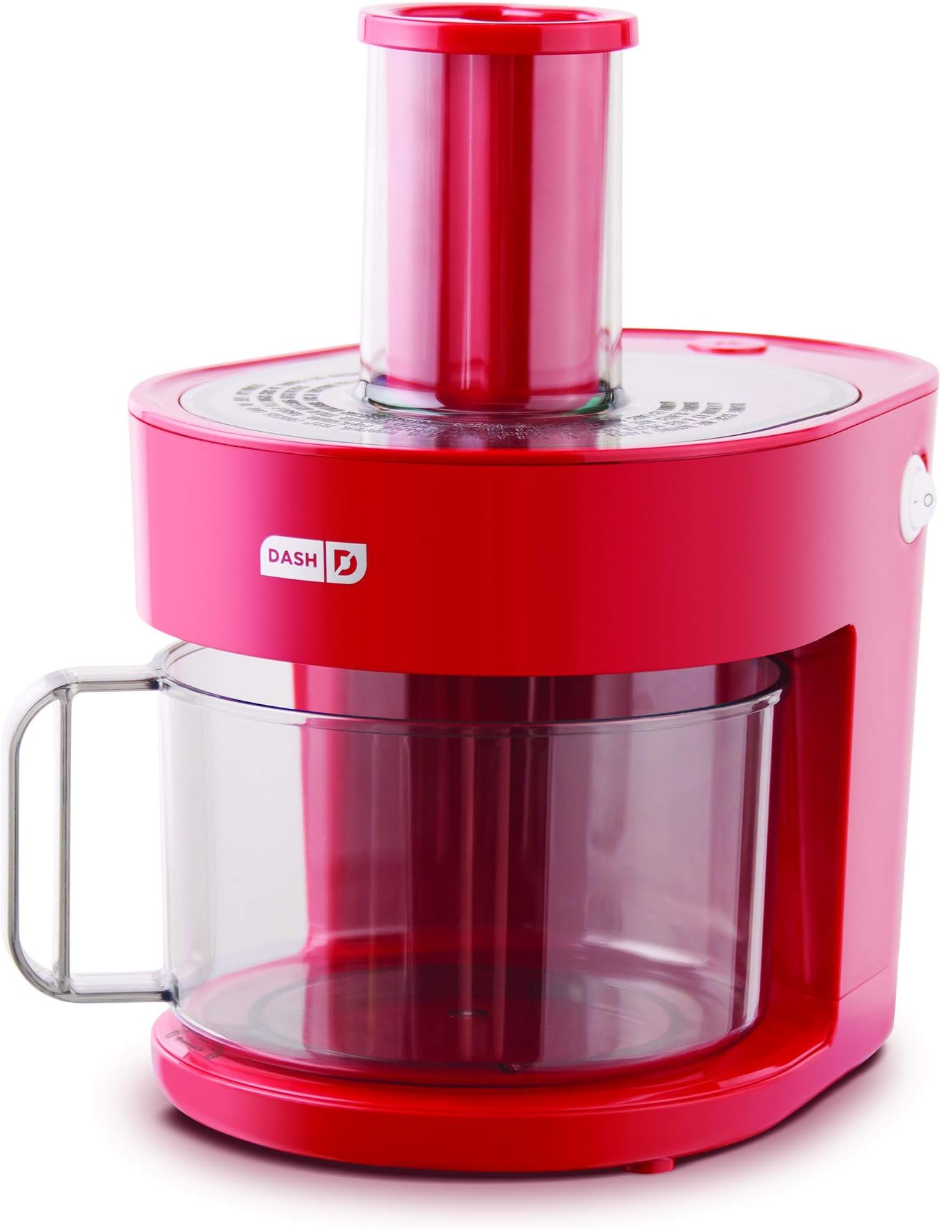 Dash D7FP300RMRD 7 in 1 Food Processor Prep Master Vegetable Chopper, Spiralizer, Slicer, Shredder + Dicer with Stainless Steel Blades for Onions, Tomatoes, Carrots, Zoodles & More, 1.5 L, Red