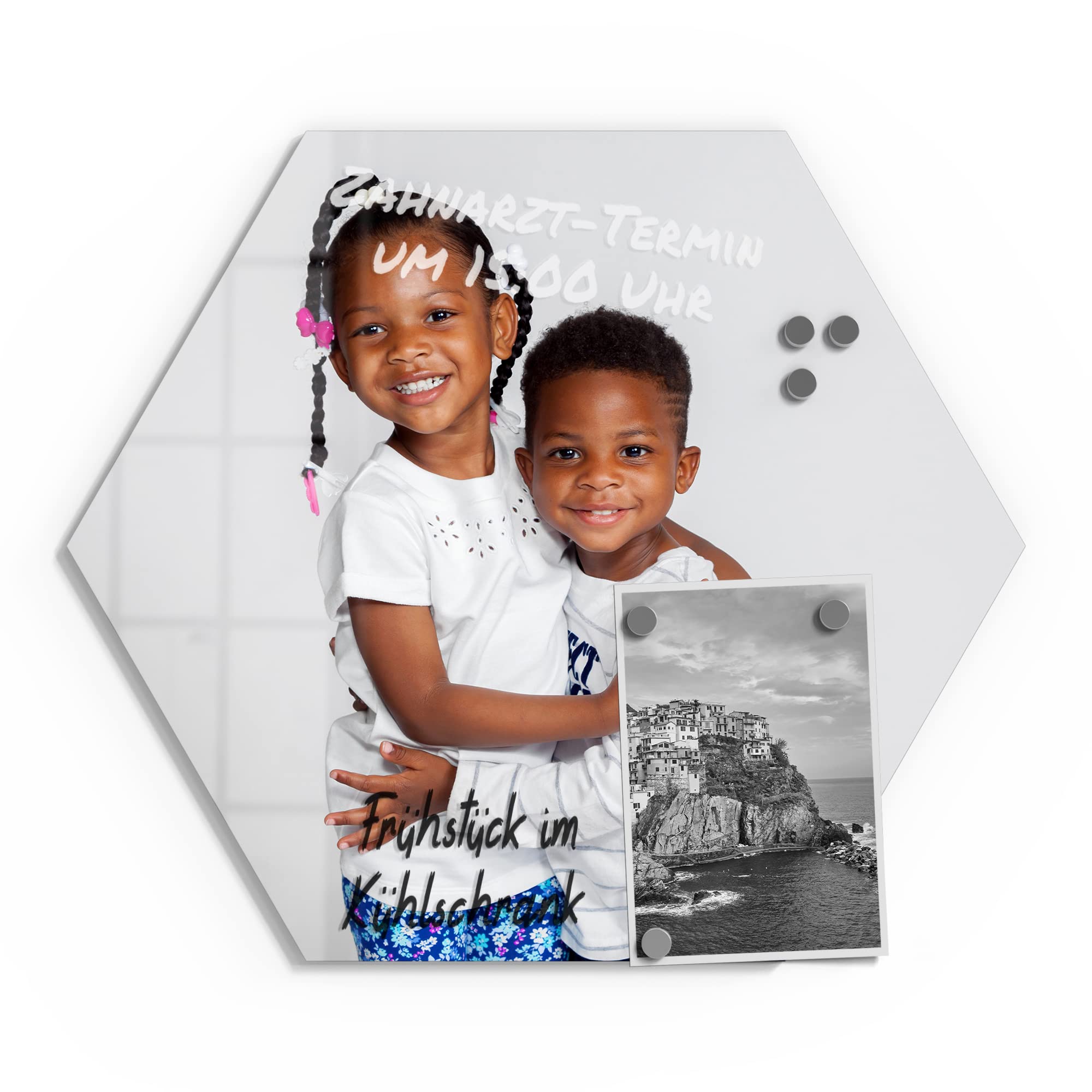 DEQORI Personalisierte Glas-Magnettafel – 40x60 Cm, Mit Eigenem Foto, Inkl. Magnete, Stift & Tuch
