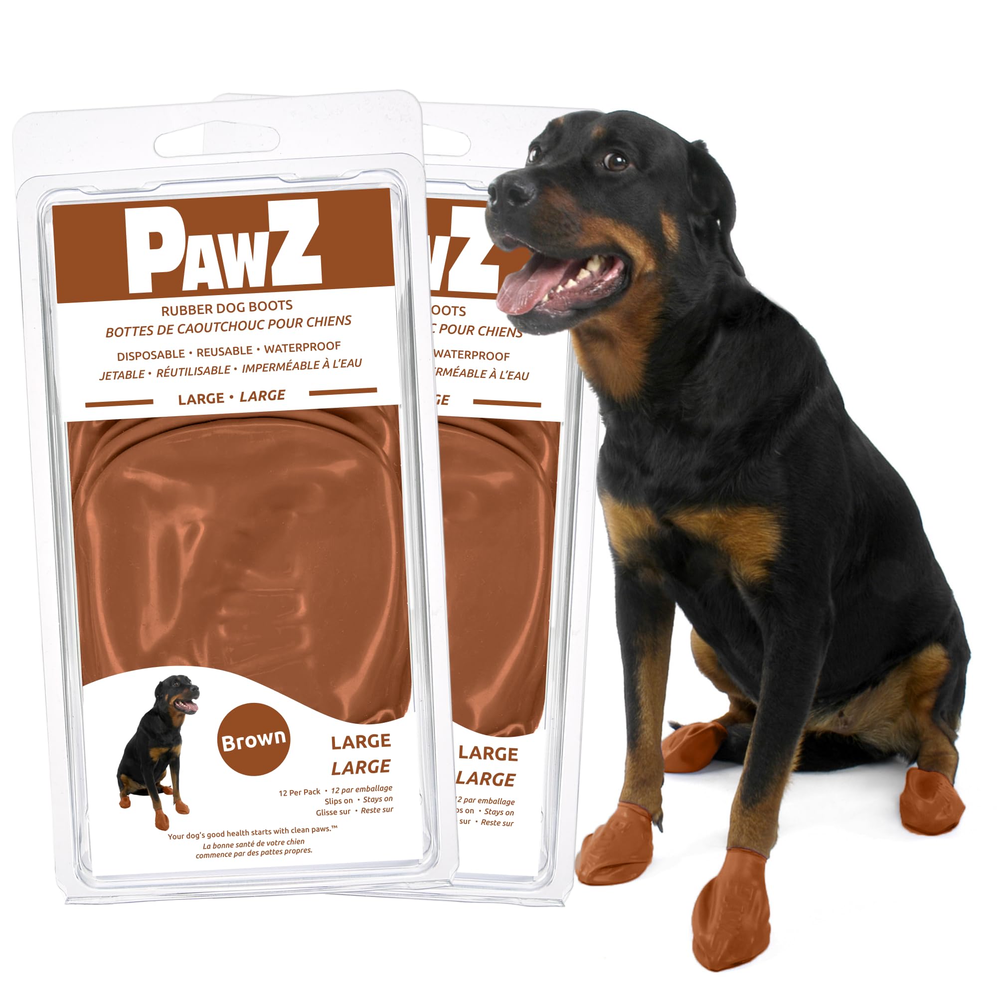 PawZ Rubber Dog Boots - Waterproof Non-Slip Dog Shoes for Hot Pavement, 24 Pack