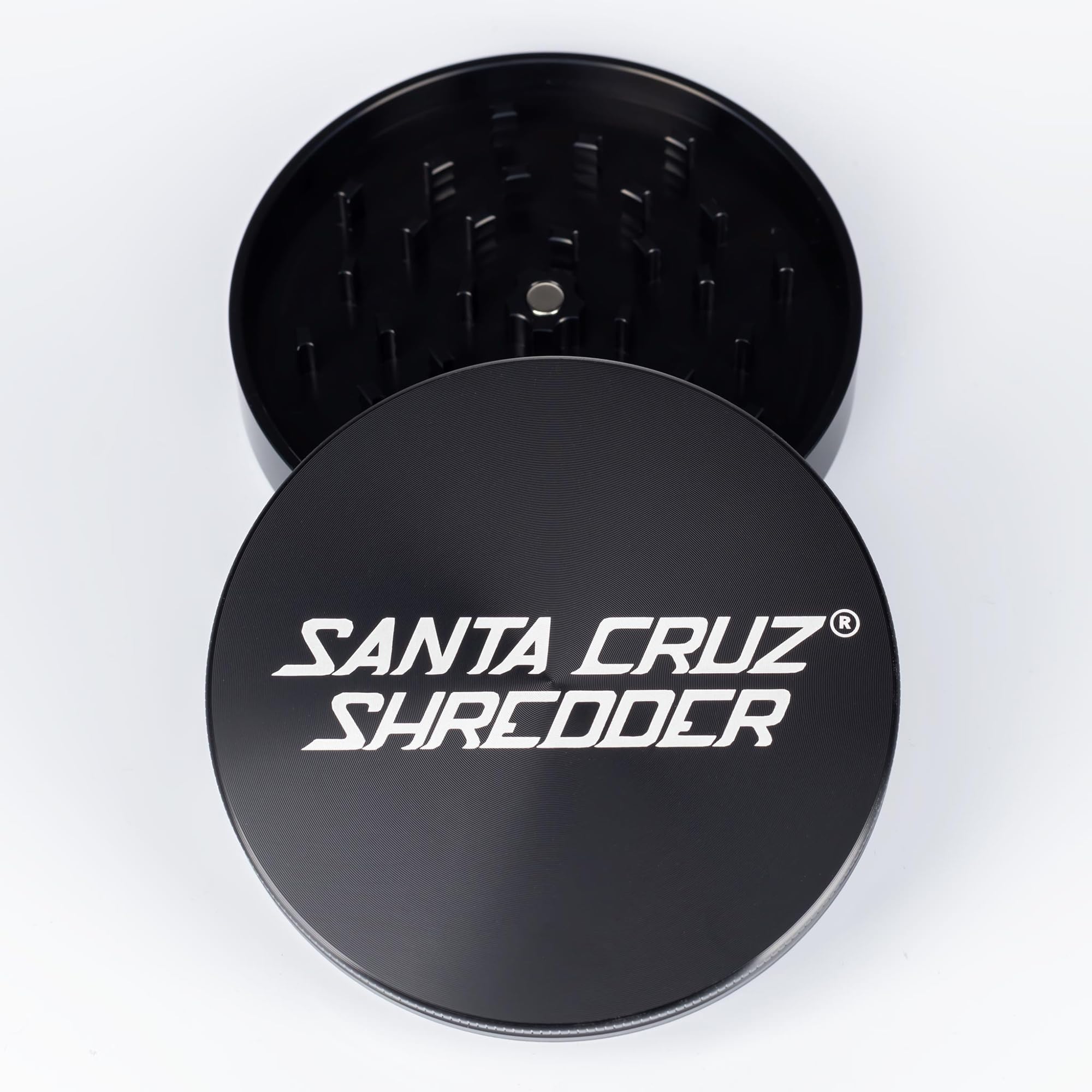 Santa Cruz Shredder Jumbo Metal Herb Grinder Knurled Top for Stronger Grip 2-Piece 4" (Black)