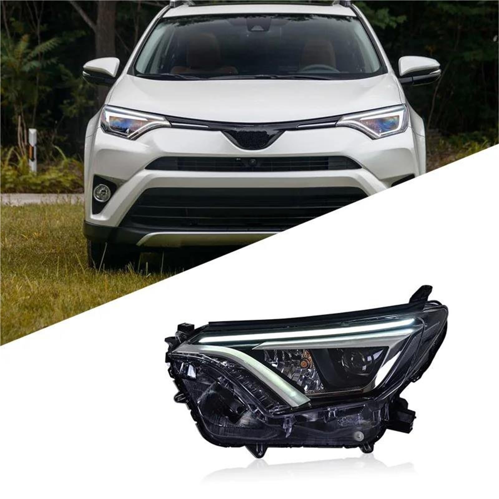 Migliora la sicurezza della guida notturna Gruppo Fari Auto Modificato Luci Di Marcia Diurna Lenti Accessori Per Toyota Per RAV4 2016-2019