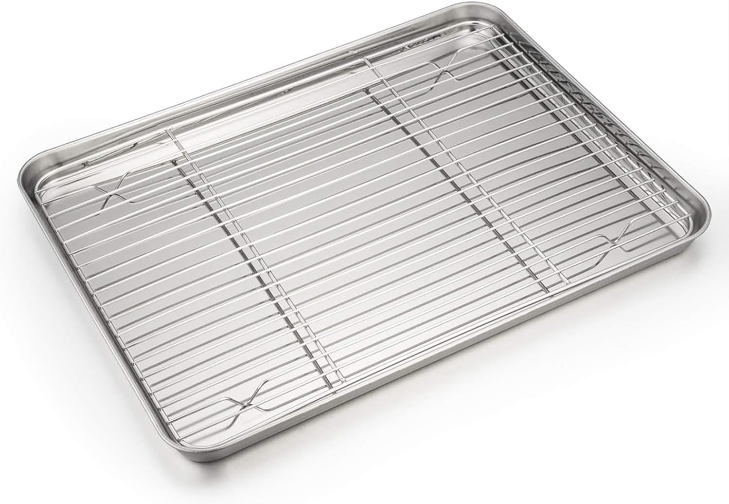 Naplion Baking Sheets with Cooling Rack Set, Stainless Steel Baking Tray for Oven, Baking Sheet & Grates 2/1, Cookie Pan Organizer Rack Nonstick Heavy Duty Kitchen Bakeware Large
