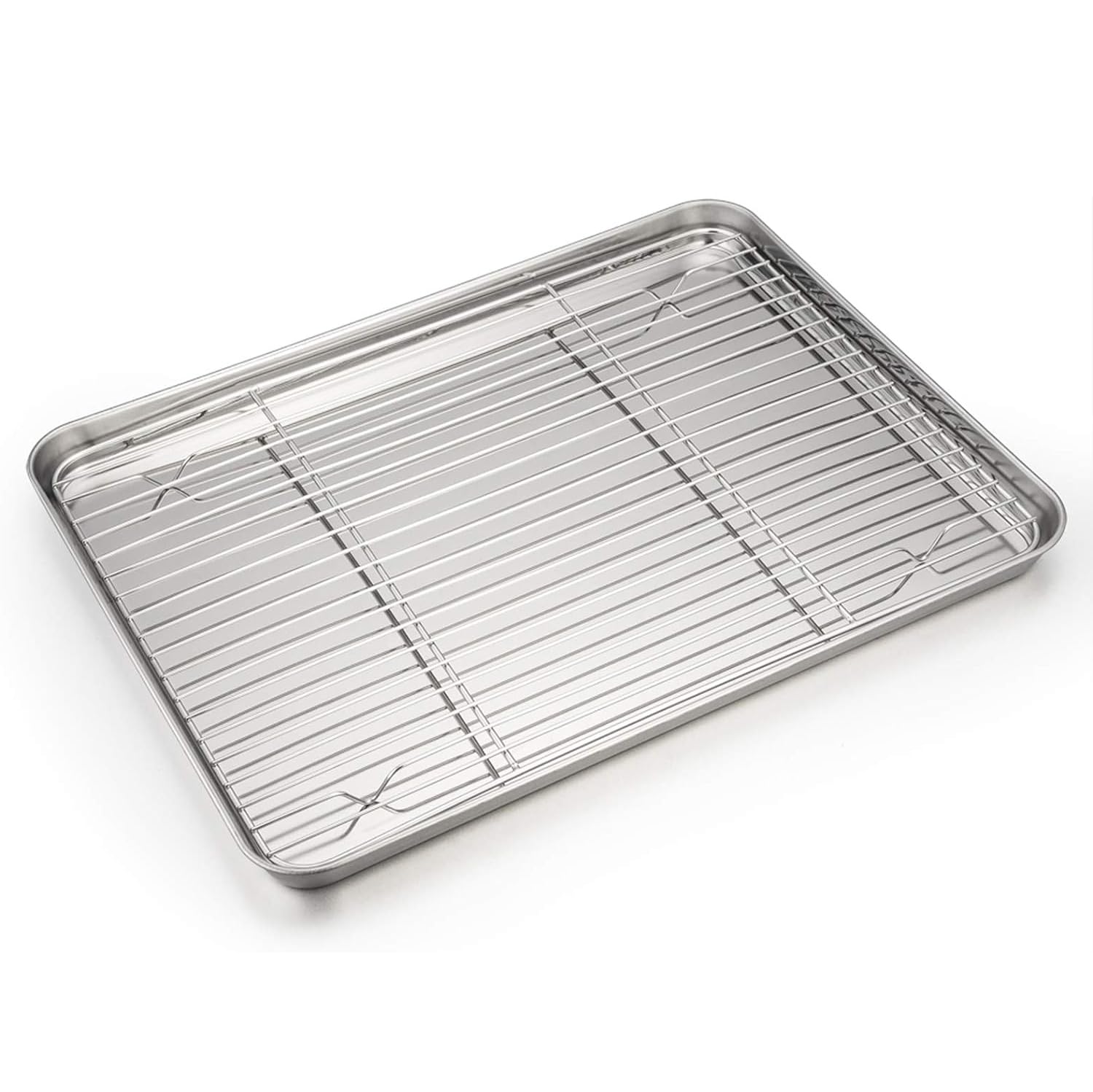 Naplion Baking Sheets with Cooling Rack Set, Stainless Steel Baking Tray for Oven, Baking Sheet & Grates 2/1, Cookie Pan Organizer Rack Nonstick Heavy Duty Kitchen Bakeware Large