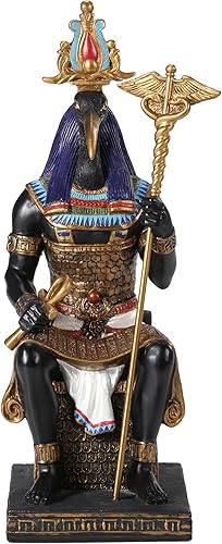 Veronese Design 9 14 pulgadas Thoth Egipcio Dios de la Sabiduría Escultura de Resina Pintada a Mano Acabado Oro Negro