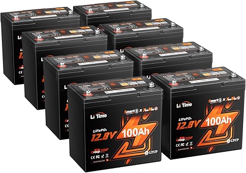 Miniatura 9 de Litime Batería LiFePO4 para motores de trolling de 12V 100Ah (Grupo 31), baterías de litio Bluetooth de 12 voltios, máx. 15000 ciclos profundos,