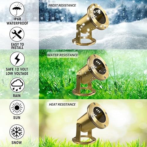 Miniatura 3 de Luz subacuática 113 luces LED sumergibles de latón macizo con bombilla LED 7WMR16 para luces de estanque herméticas brillantes de larga duración y