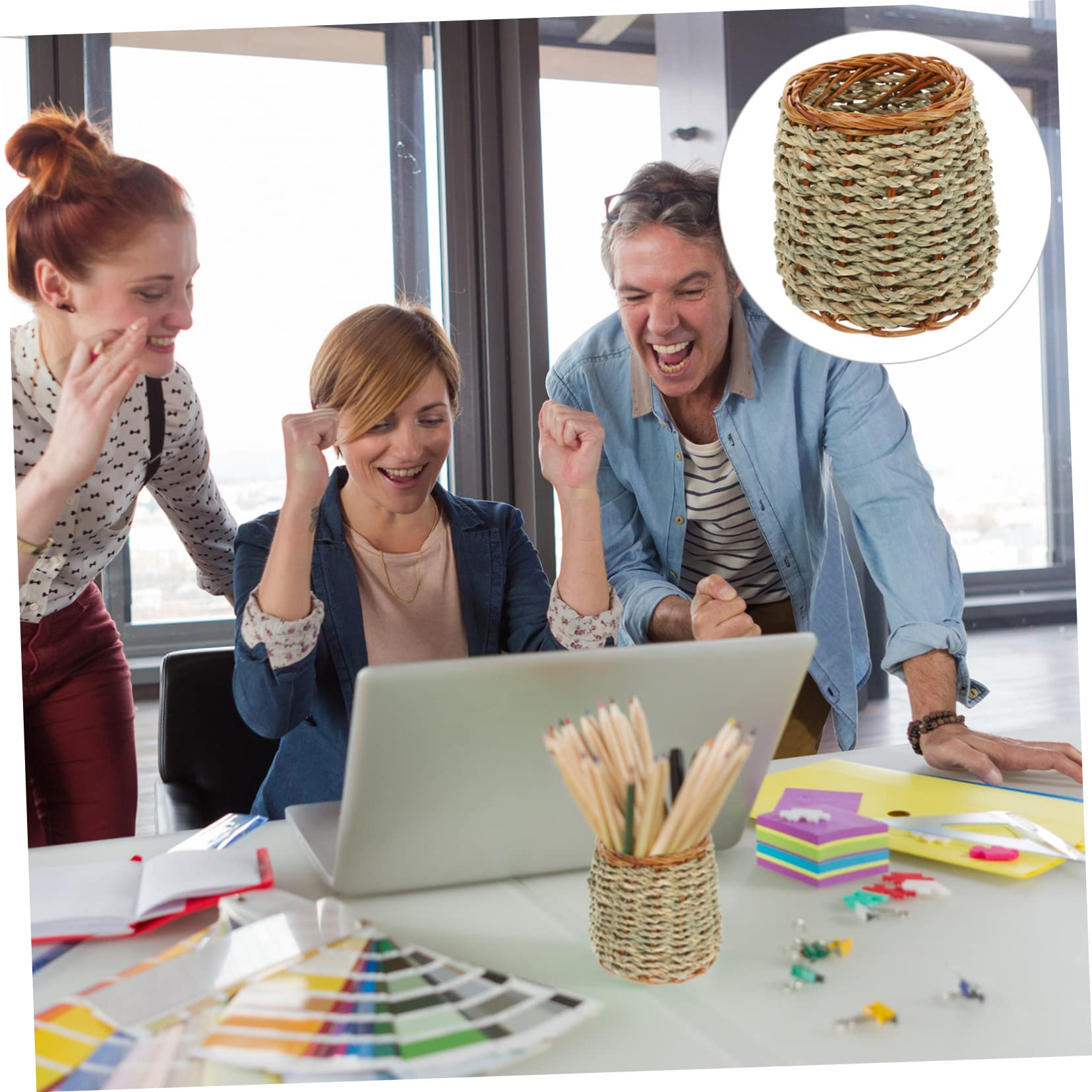 SEWACC 5piezas Organizador De Escritorio De Papelera Natural Portalápices Mano Contenedor De Lápices Para Oficina y Decoración De Mesa
