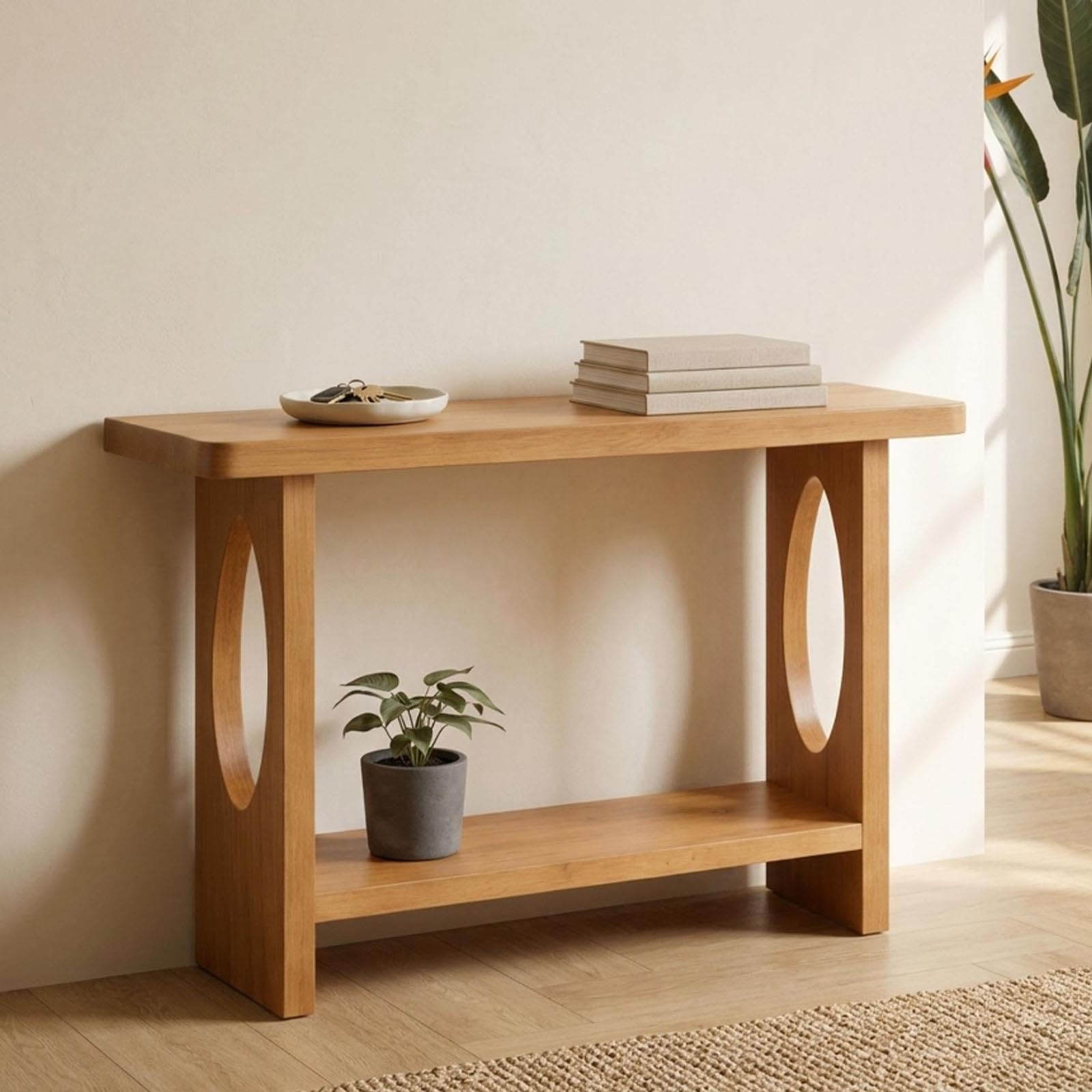 Tavolo Console Legno Massello, Mobile d'Ingresso Stretto per Spazi Piccoli