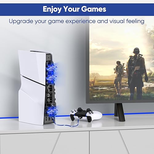 Miniatura 7 de FASTSNAIL Ventilador de refrigeración para consola PS5 Slim, sistema de refrigeración silencioso con función de memoria y luz LED, accesorios de